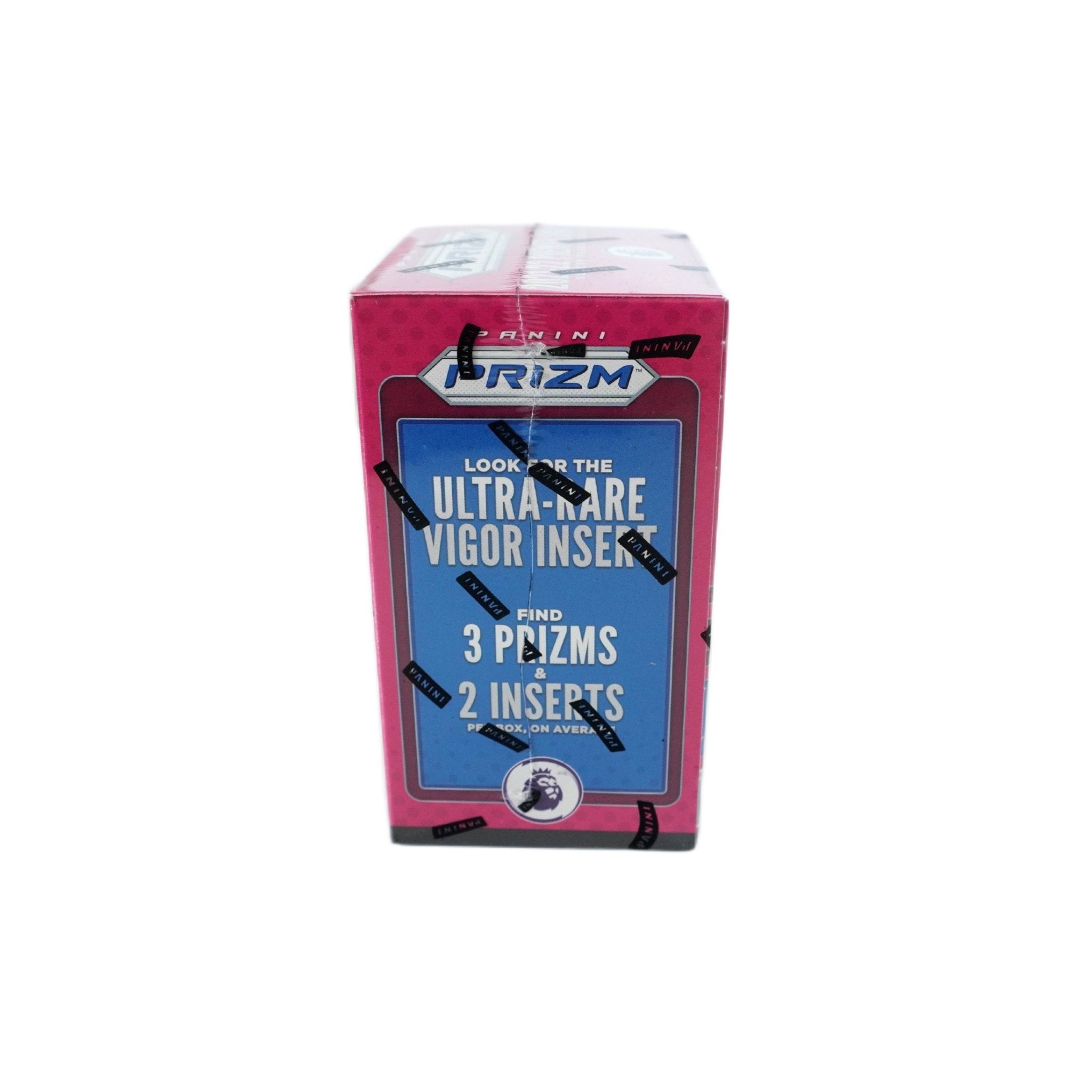2021/22 Panini Prizm Premier League EPL Soccer 6-Pack Blaster Rückseite – detailreiche Informationen zur Sammelbox, hochwertige Panini Fußballkarten im exklusiven Prizm Design, offizielles Trading Card Produkt für Sammler und TCG Fans
