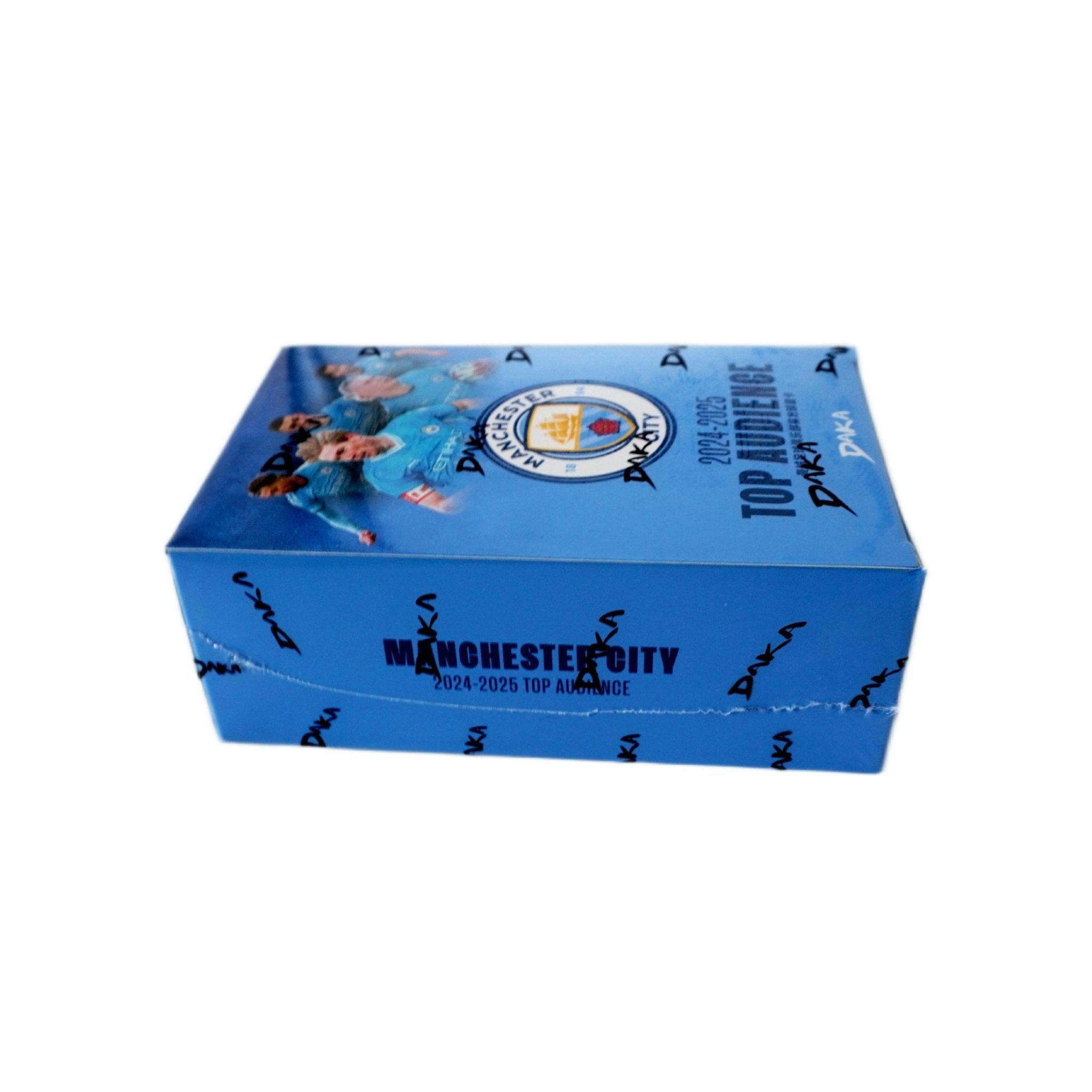 Linke Seitenansicht 2024-25 Daka Manchester City Top Audience Box – offizielles Manchester City Sammelkarten Display bei Habibicards