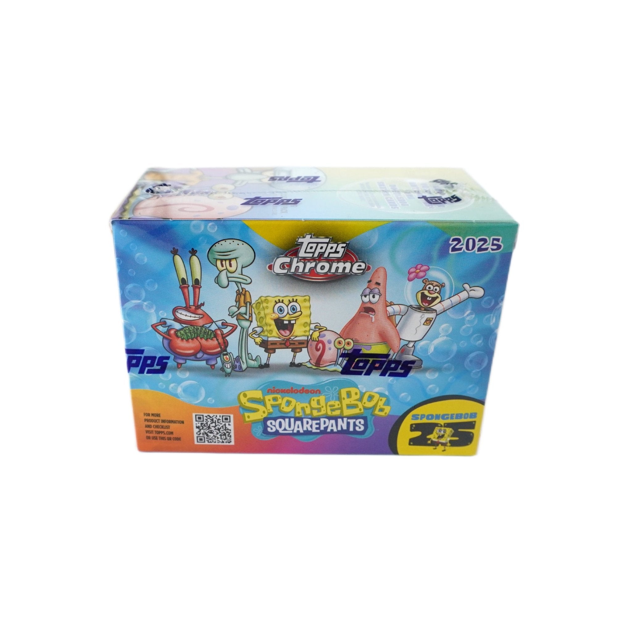 Rückseite 2025 Topps Chrome SpongeBob 25th Anniversary Value Box – originale Topps Sammelkarten Box zum 25-jährigen Jubiläum bei Habibicards kaufen