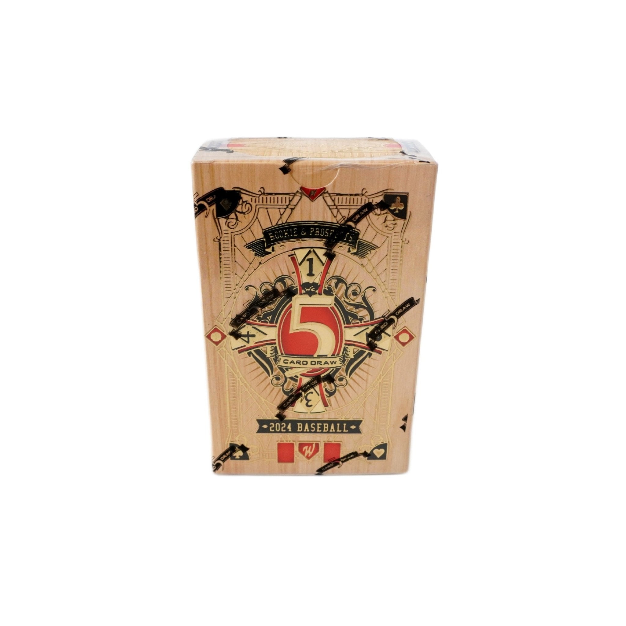 2024 Wild Card 5-Card Draw Baseball Hobby Box Seitenansicht links â originale Wild Card MLB Trading Cards Box mit exklusiven Sammelkarten, offizielles TCG Display 2024 gĂŒnstig online bestellen