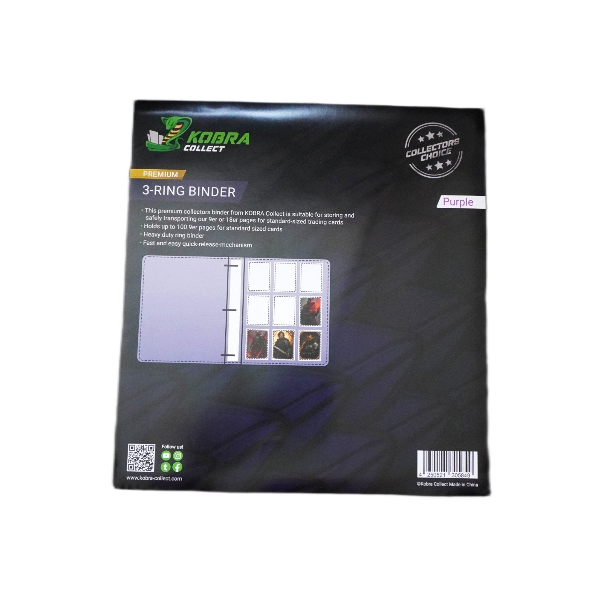 Kobra Collect 3-Ring Binder Purple Seitenansicht – stabiler Kartenordner & Sammelordner für sichere Kartenaufbewahrung, Kartenschutz und Organisation deiner Trading Cards, Pokémon Karten, Yu-Gi-Oh! Karten & One Piece Sammlung