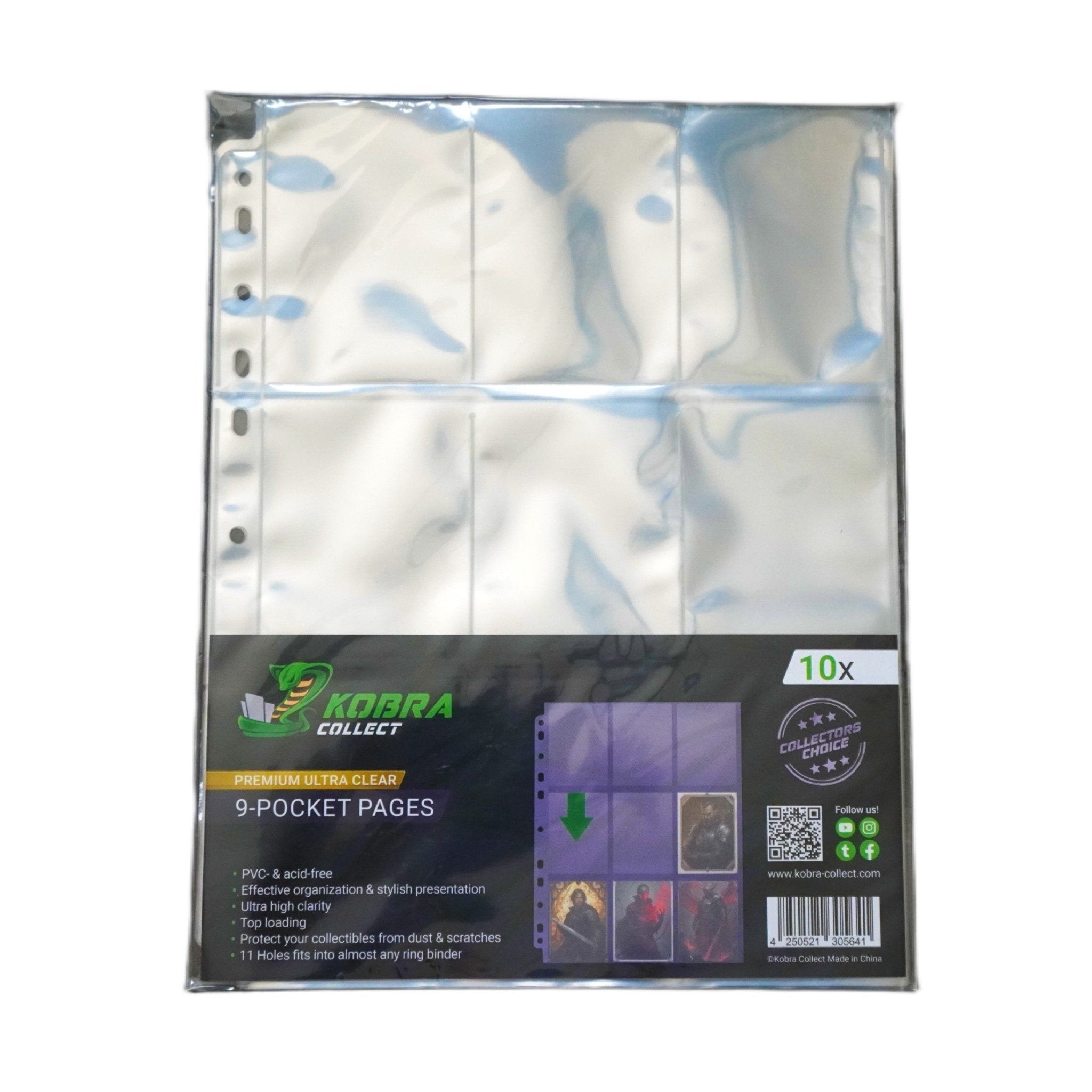 Kobra Collect 9-Pocket Pages Premium 10 Seitenansicht – robuste Trading Card Hüllen mit 9 Taschen pro Seite, kompatibel mit allen Standard Ringalben, ideal für TCG Karten, kaufen bei Habibicards