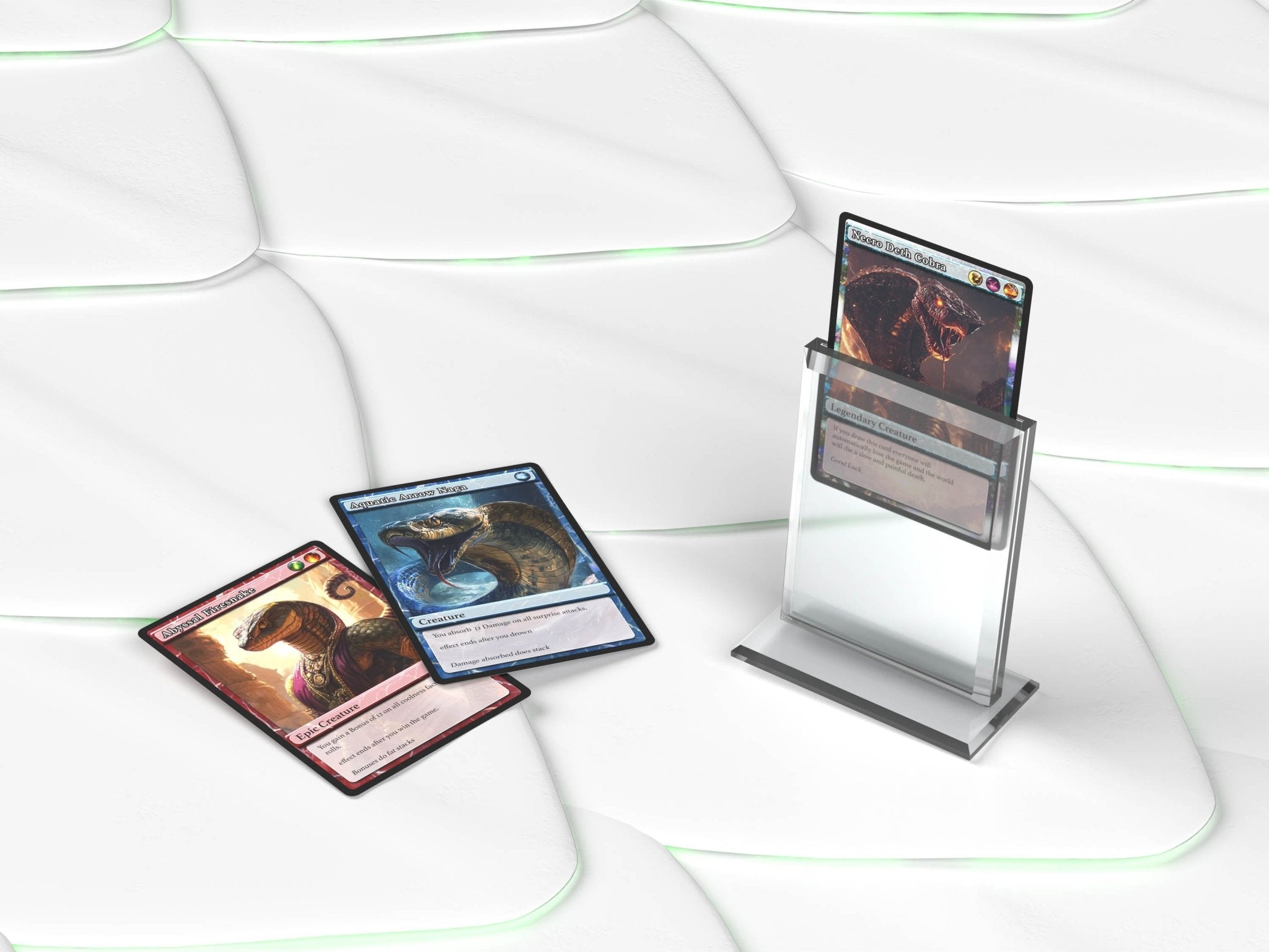 Kobra Collect Acryl Card Stand Vertical Vorderseite – transparenter Kartenständer für Sammelkarten, Pokémon, Yu-Gi-Oh!, One Piece, NBA und Panini Karten, ideal zur Präsentation im Hochformat, kaufen bei Habibicards