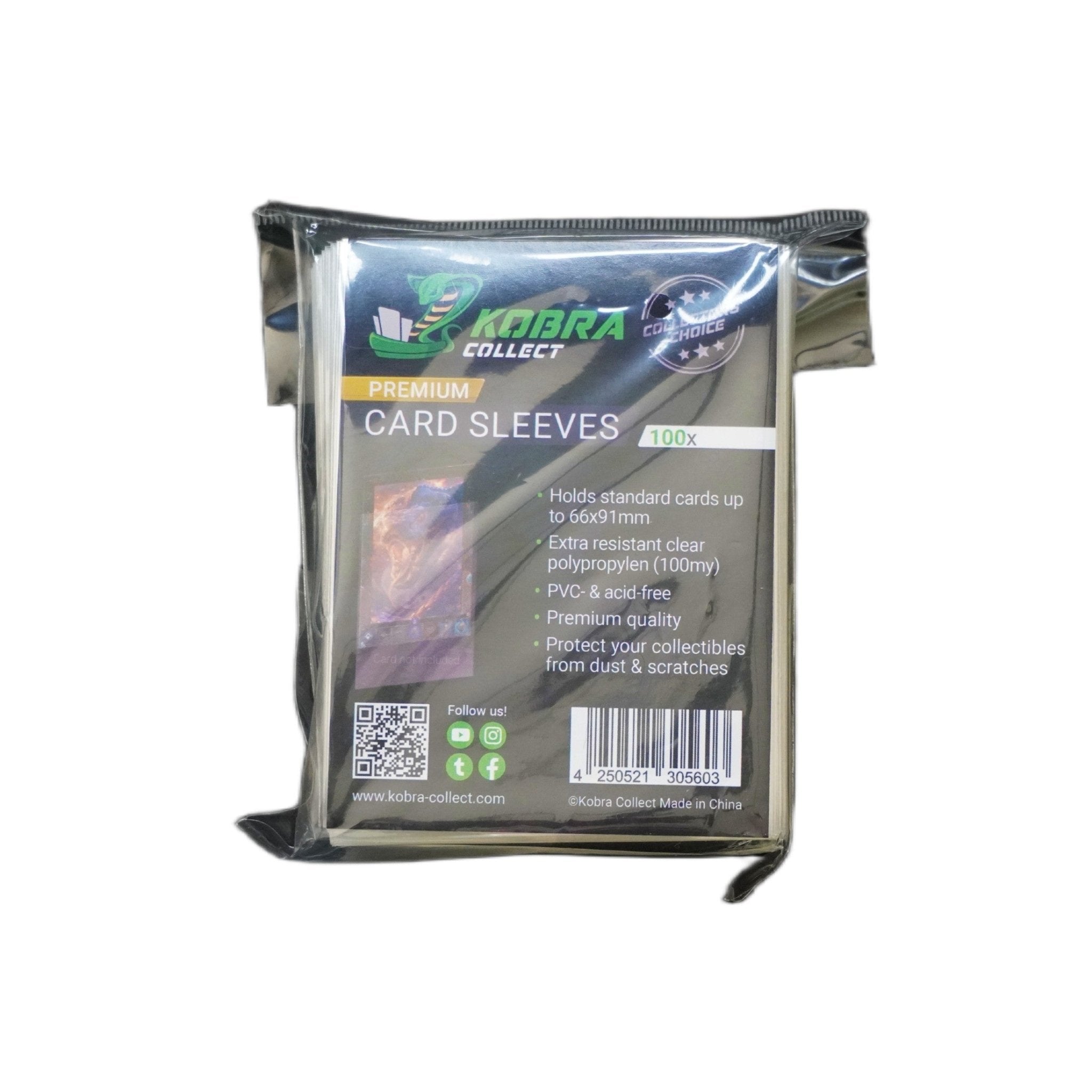 Kobra Collect Card Sleeves 67x92mm Premium Detailansicht – transparente Premium Sleeves für Trading Cards | robuste Sammelkartenhüllen für Kartensammler & TCG Zubehör | ideal für Pokémon, Yu-Gi-Oh!, One Piece & Sportkarten