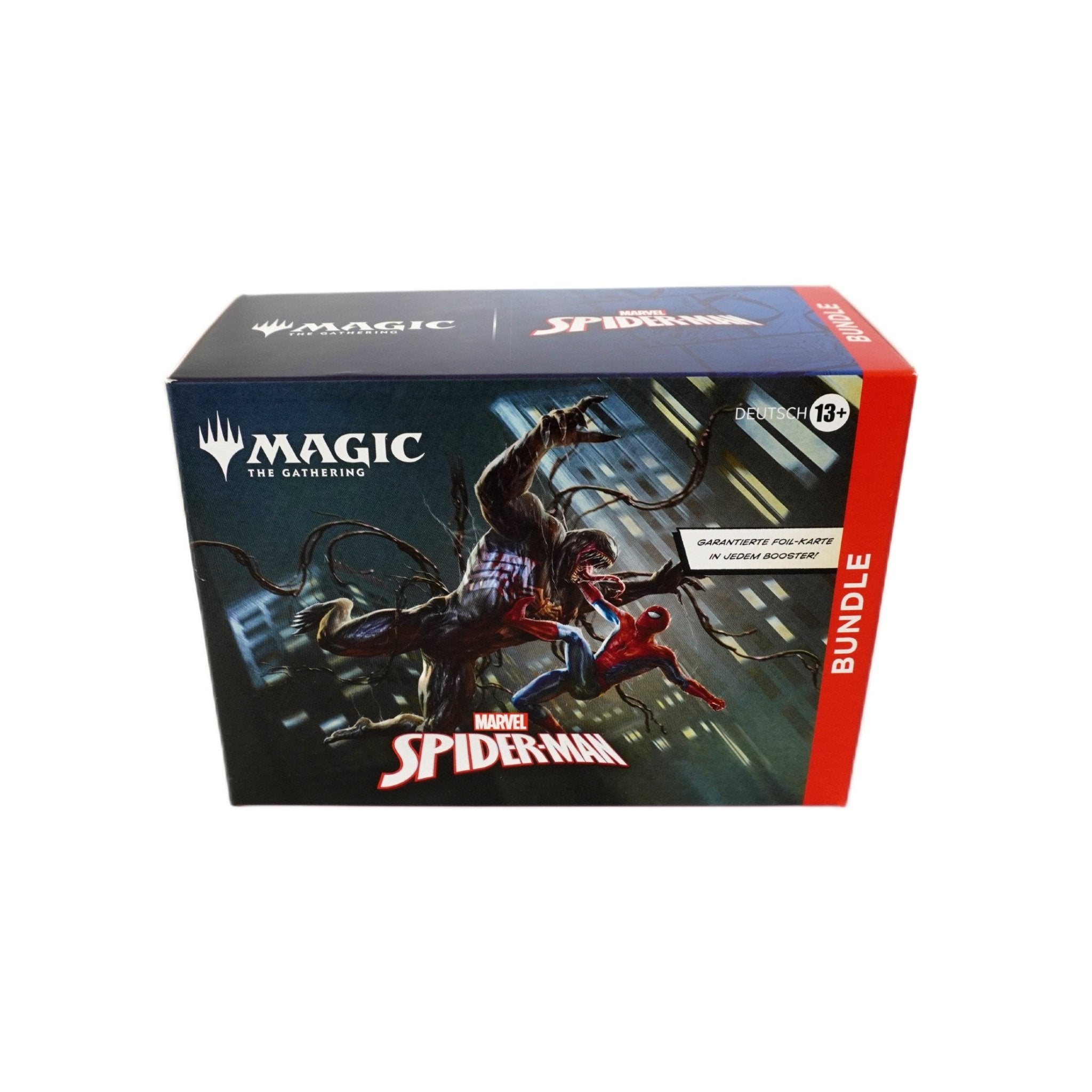 Magic The Gathering Marvel’s Spider-Man Bundle Deutsch 2025 – komplette Vorderansicht der original MTG Sammelbox bei Habibicards kaufen