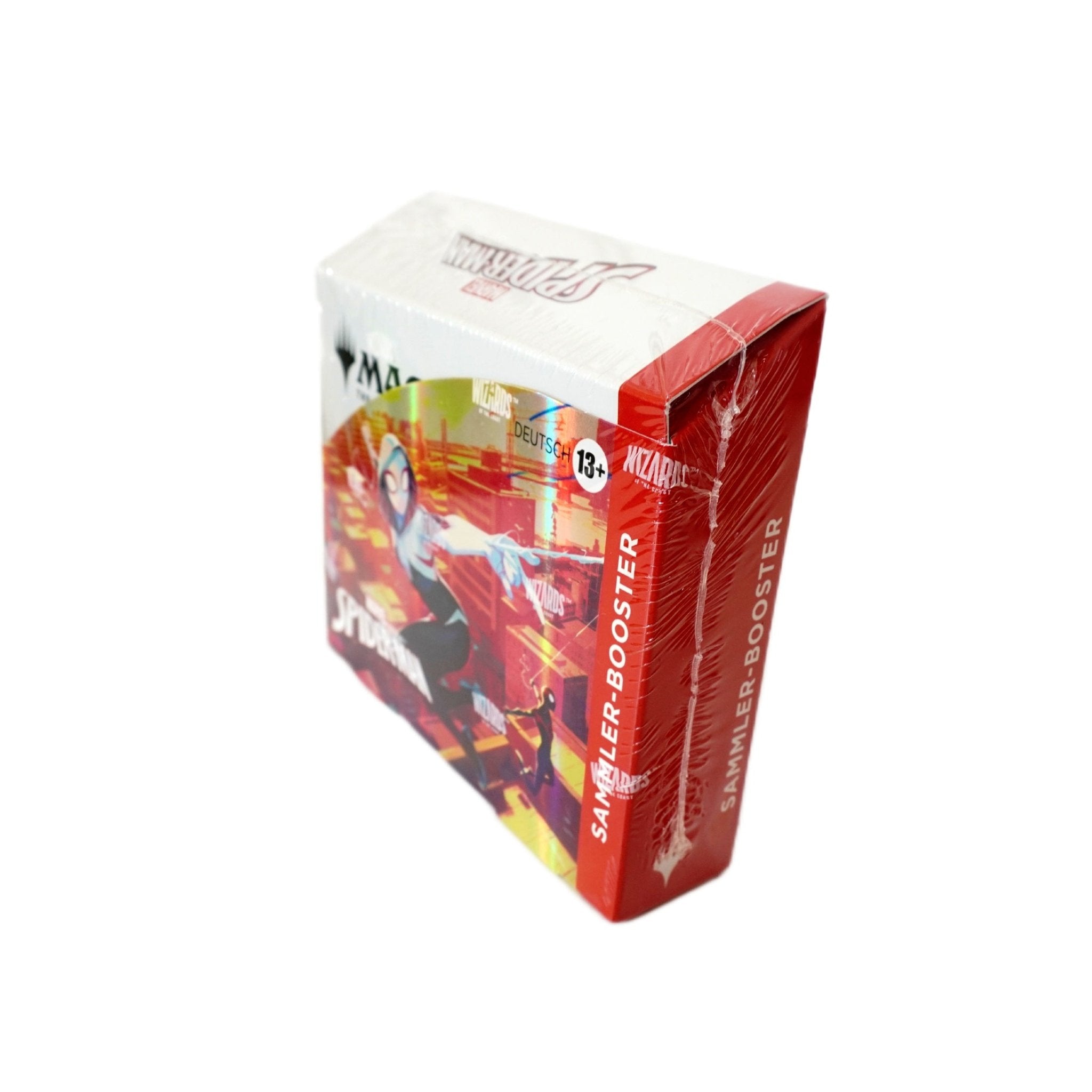 Seitenansicht MtG Marvel’s Spider-Man Collector Booster Display (DE) – offizielles Magic the Gathering TCG Display bei Habibicards