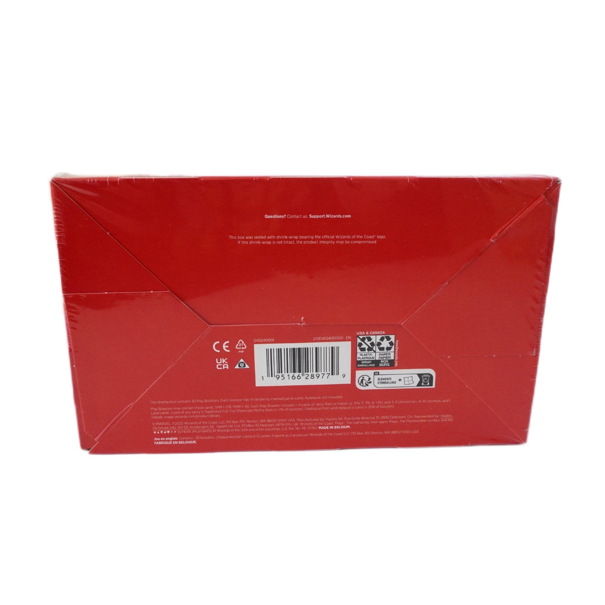 Rückseite Magic The Gathering Marvel’s Spider-Man Play Booster Display EN 2025 – Original englische MTG Spider-Man Booster Box bei Habibicards kaufen