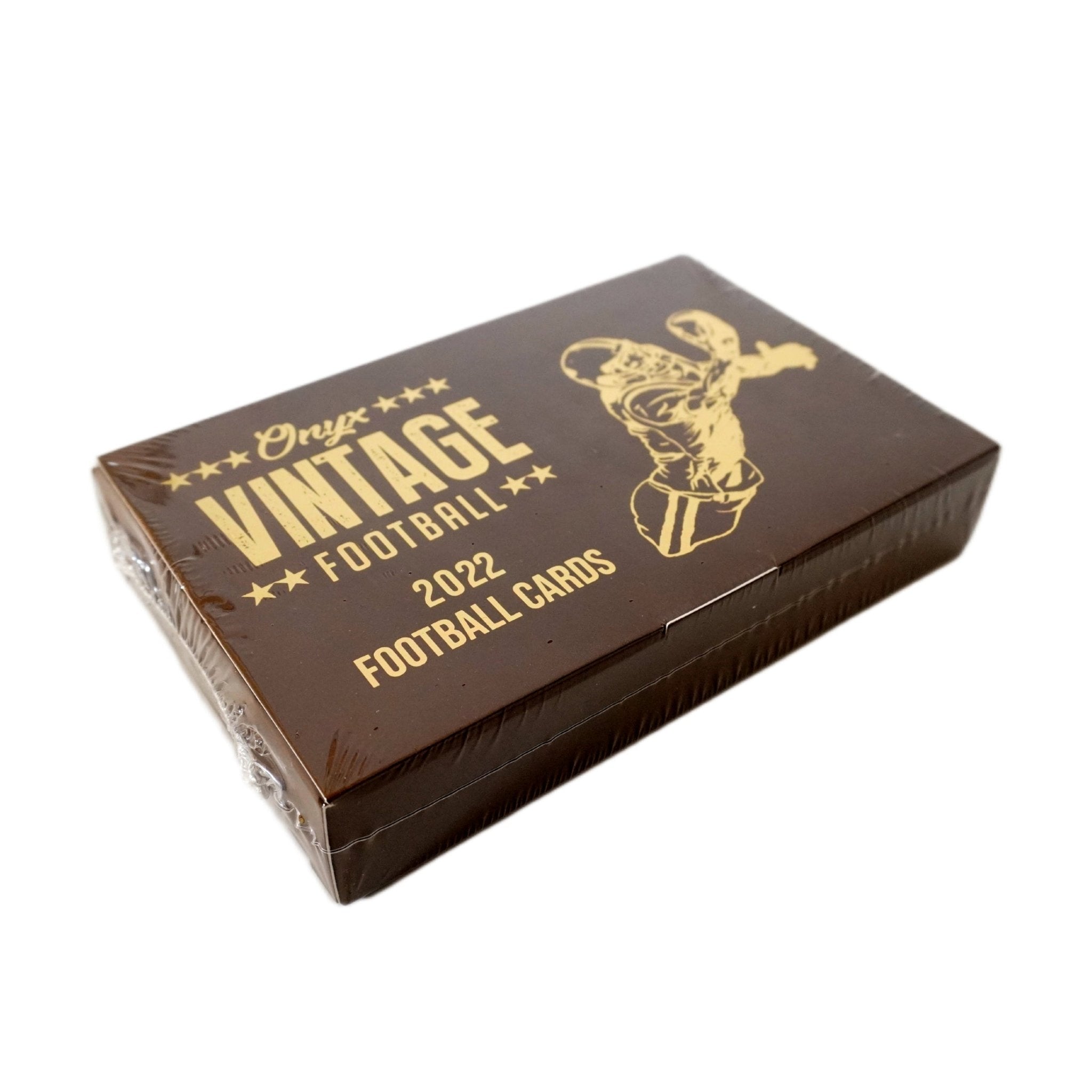 2022 Onyx Vintage Collection Football Box Seitenansicht links – originale NFL Trading Cards Box mit Onyx Vintage Sammelkarten, offizielles TCG Display 2022 günstig online bestellen