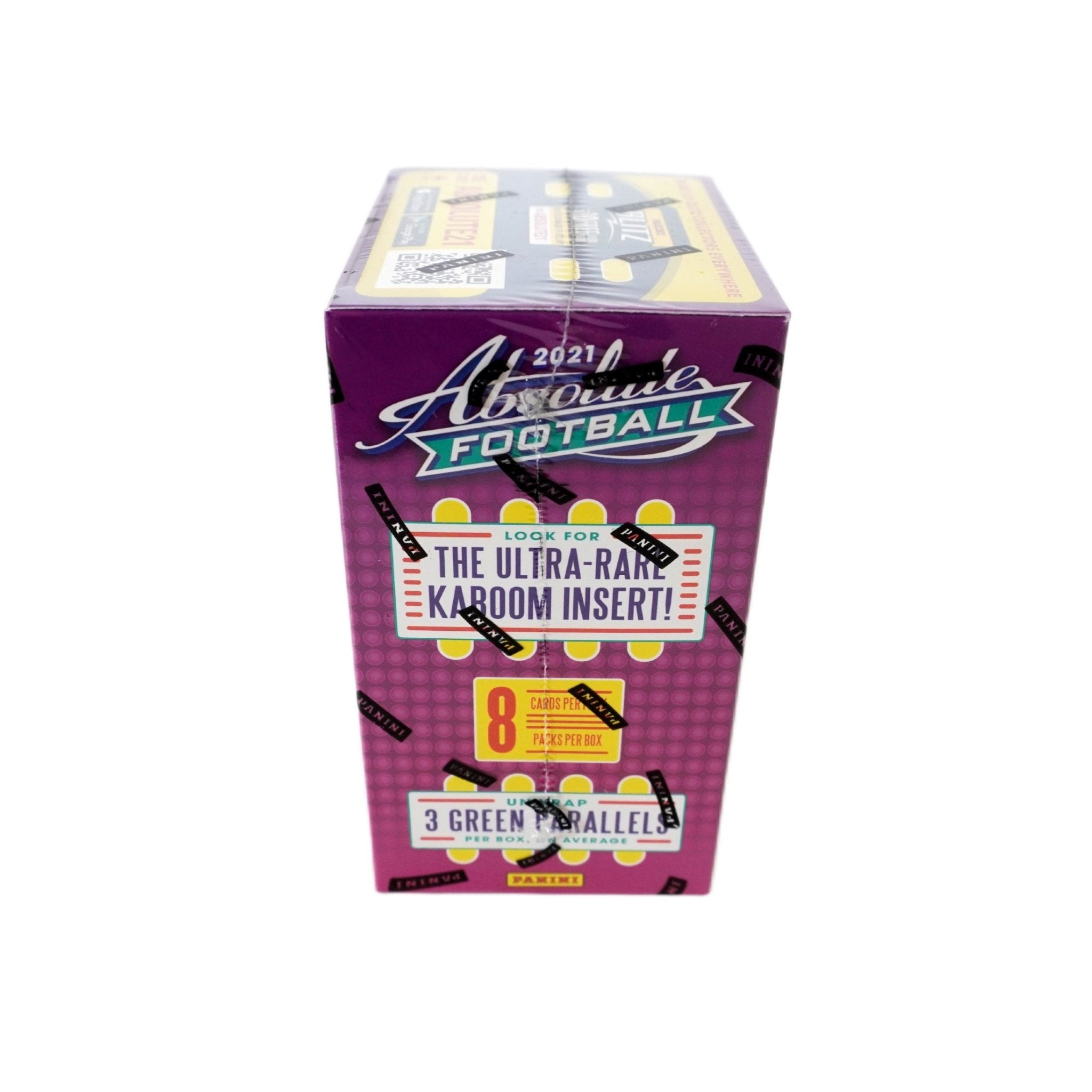 2021 Panini Absolute Football Blaster Box Schrägansicht – exklusive NFL Trading Cards Box im 3D-Winkel, offizielles Panini Absolute Football TCG Display 2021 für Sammler online kaufen