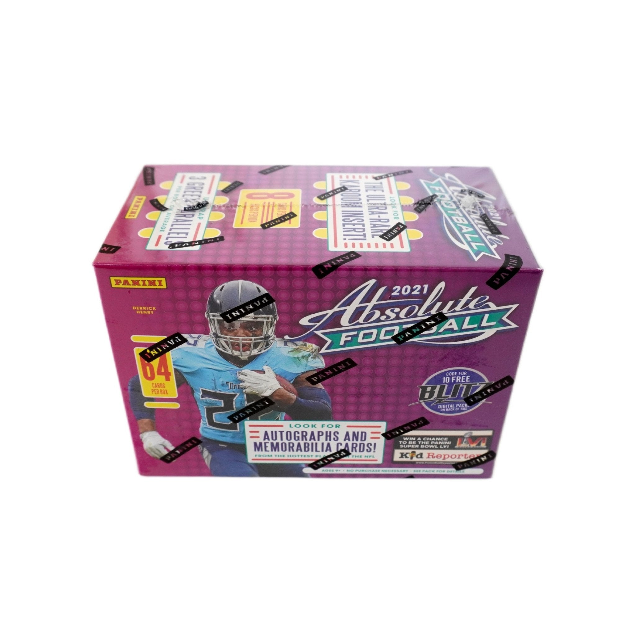 2021 Panini Absolute Football Blaster Box Seitenansicht links – originale NFL Trading Cards Box mit Absolute Sammelkarten, offizielles Panini TCG Blaster Display 2021 günstig online bestellen