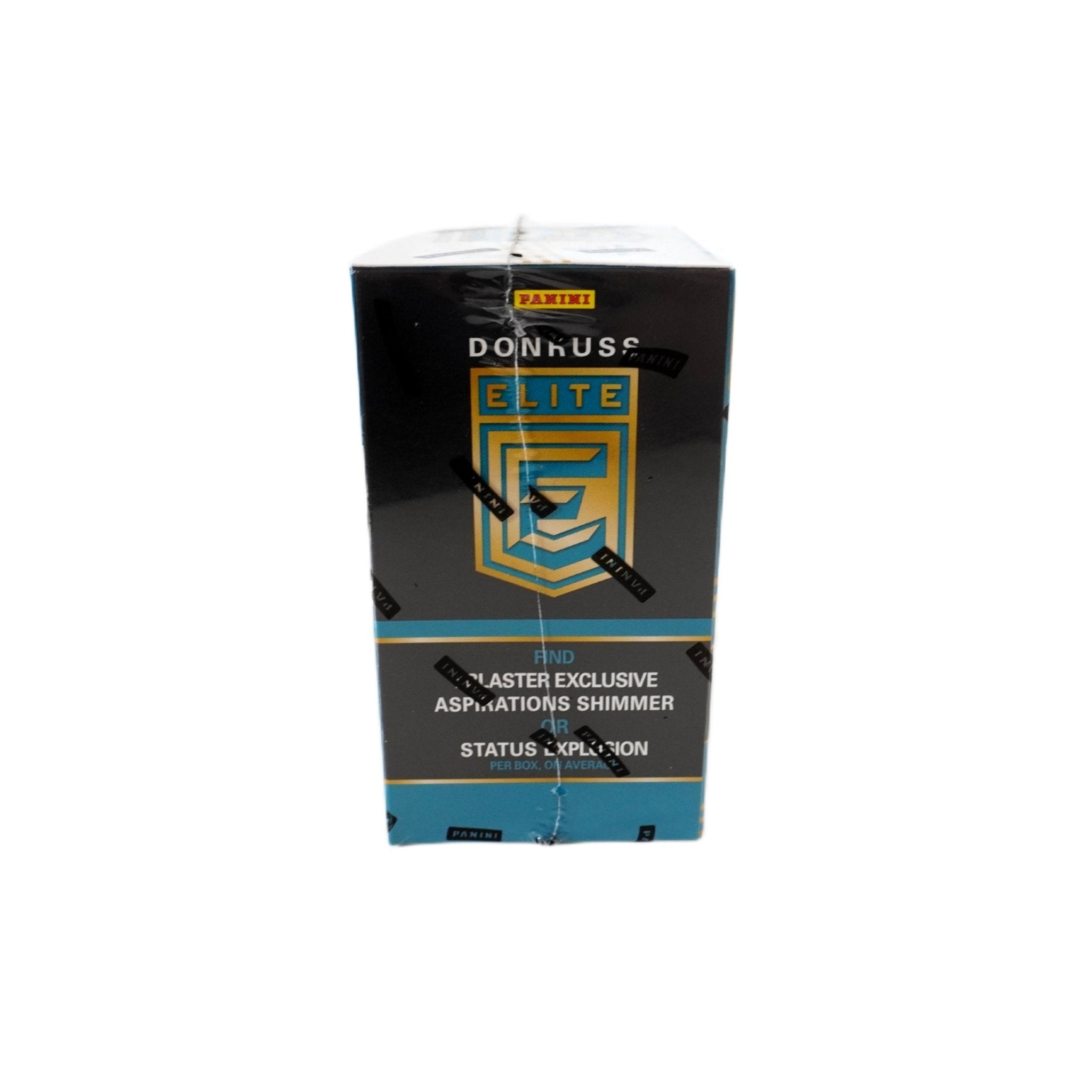 2023 Panini Donruss Elite Football Blaster Box rechte Seite – originale Football Sammelkarten Box mit Green Disco Parallels, offizielles Panini Donruss Elite Trading Cards TCG Display 2023 online bestellen
