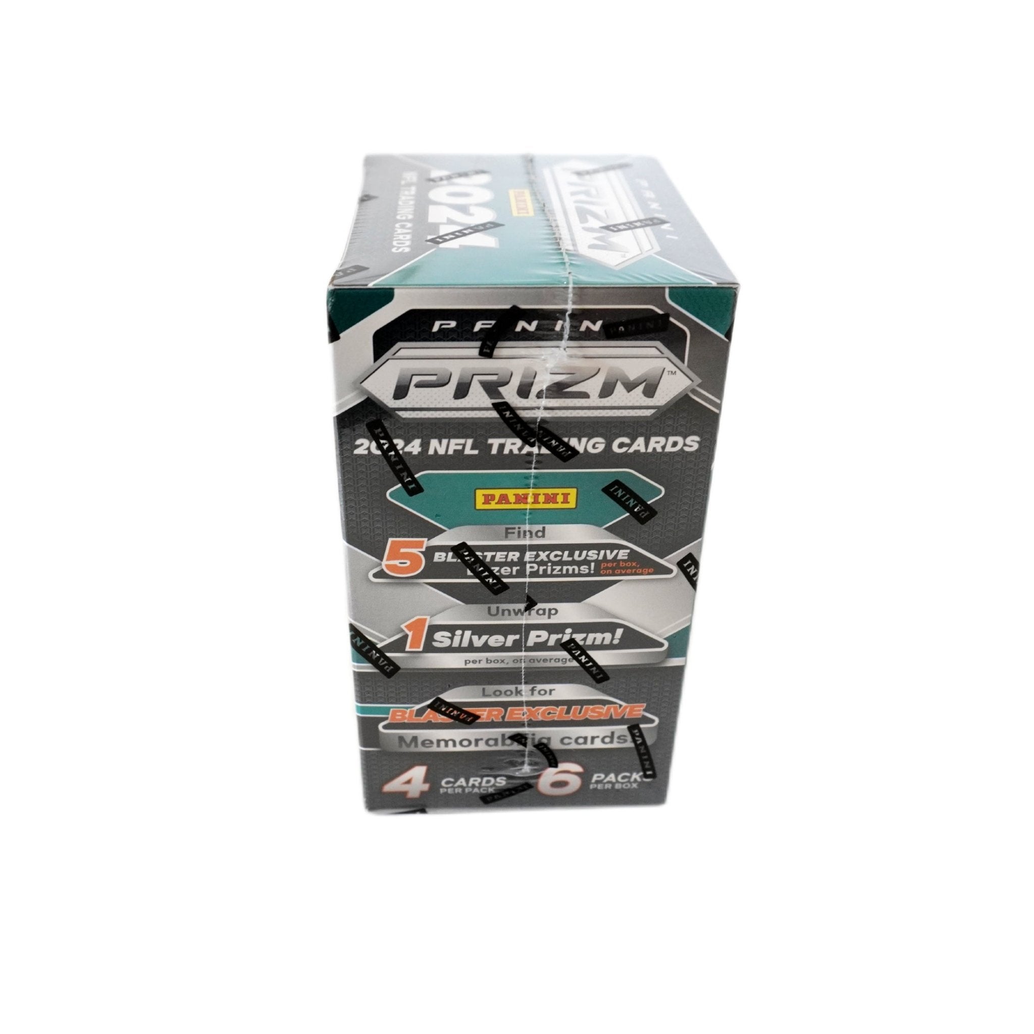 Panini Prizm Football 2024 NFL Blaster Box Seitenansicht links – originale Panini NFL Trading Cards Box mit exklusiven Prizm Football Sammelkarten, offizielles TCG Blaster Display 2024 günstig online bestellen
