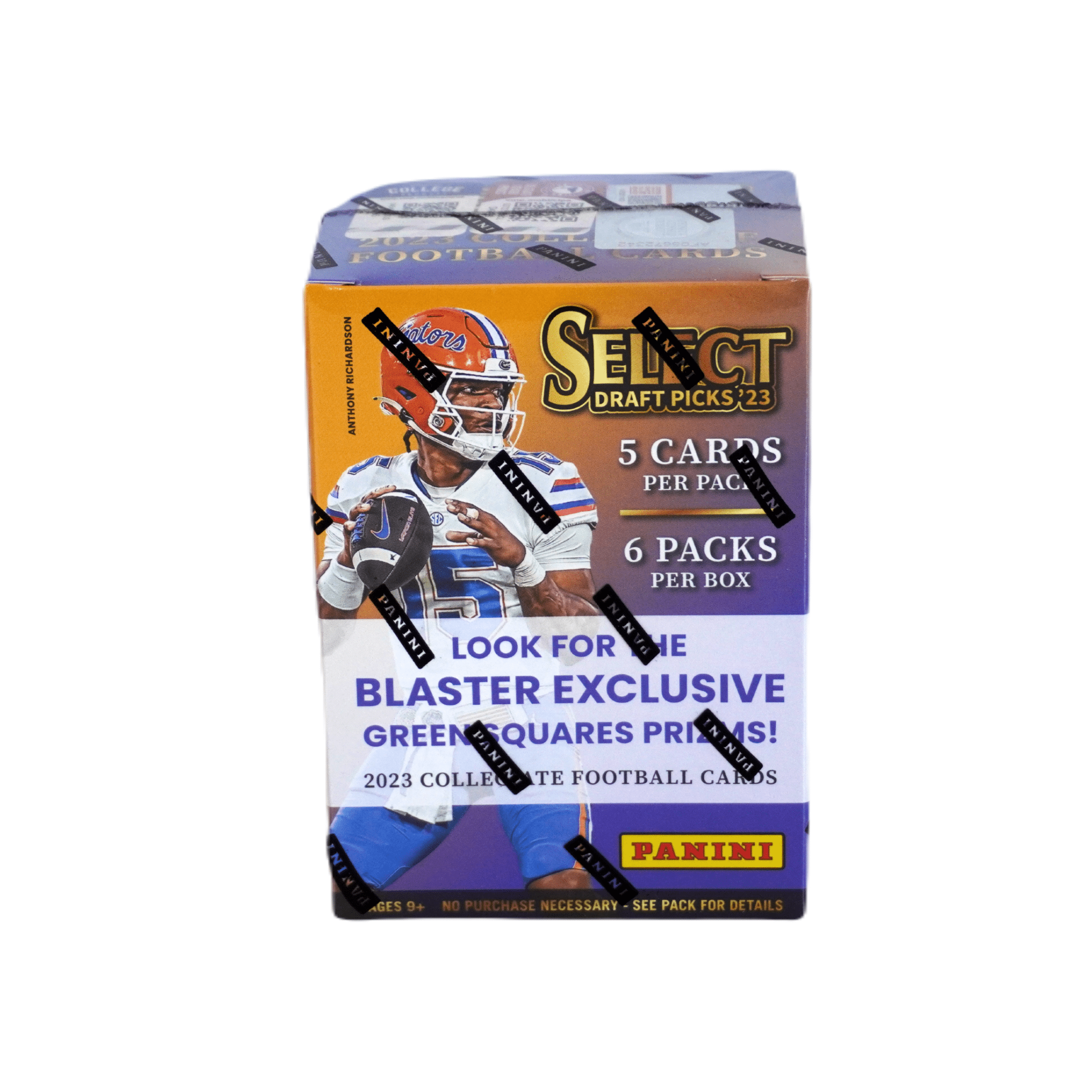 2023 Panini Select Draft Picks Football Hobby Blaster Box Frontansicht – originale NFL Trading Cards Box mit exklusiven Select Draft Picks Sammelkarten und Green Square Prizms, offizielles Panini TCG Display 2023 online kaufen im Shop