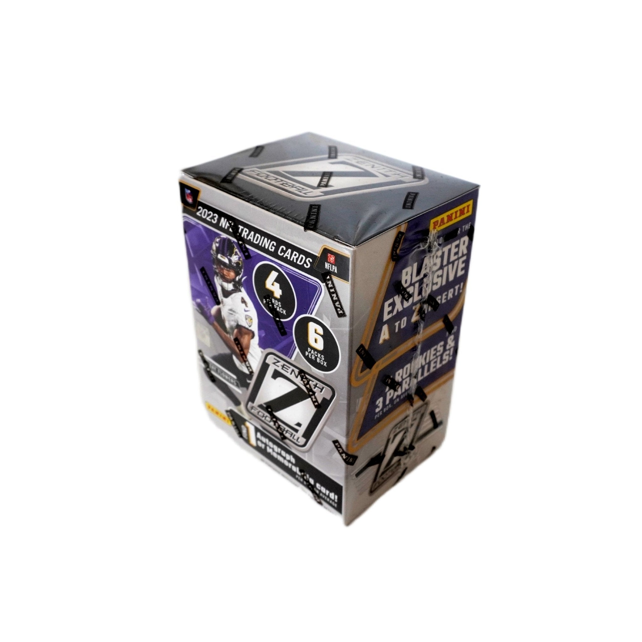 2023 Panini Zenith Football Blaster Box rechte Seite (6 Packs) – originale Football Sammelkarten Box, offizielles Panini Zenith Trading Cards TCG Display 2023 online bestellen
