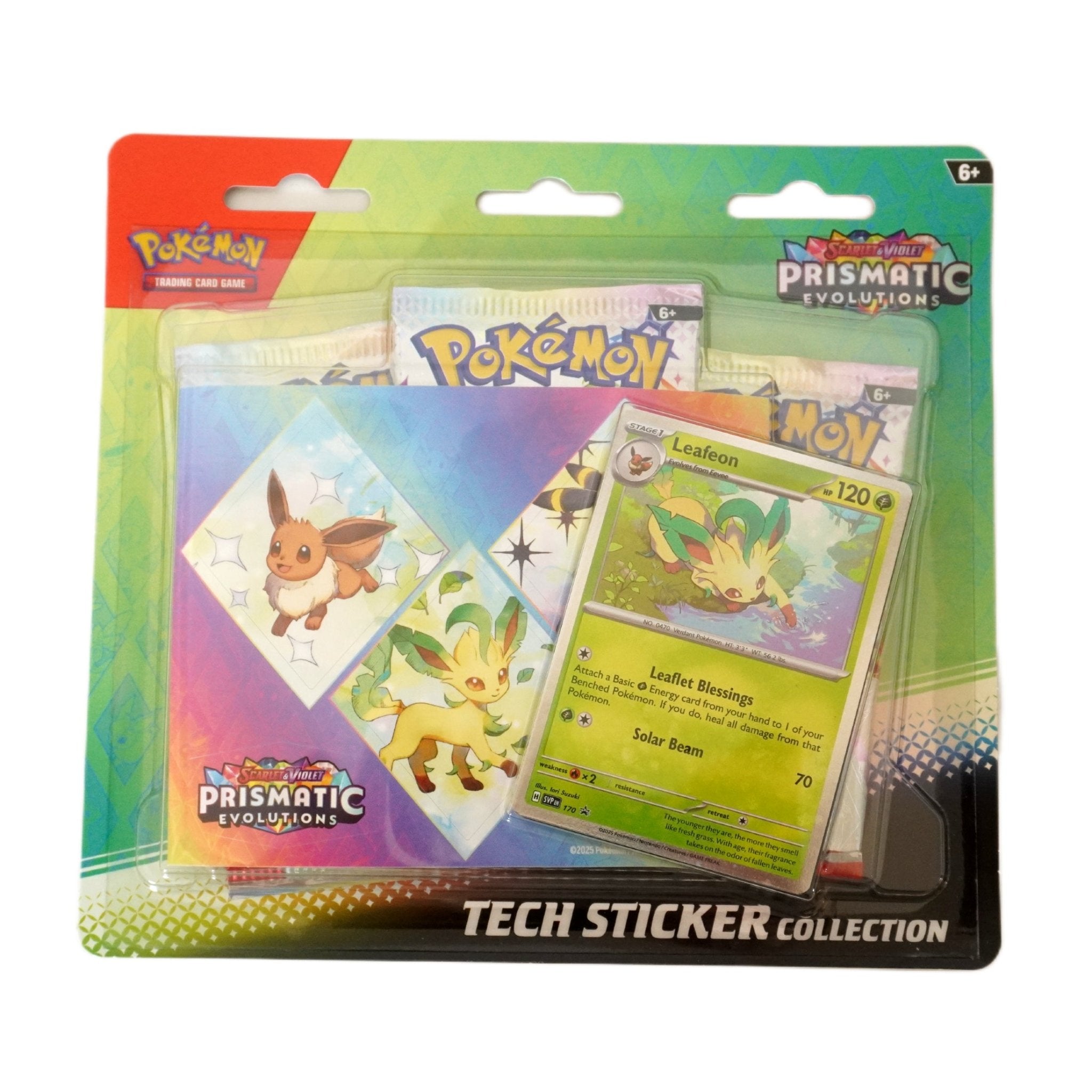 Pokémon 3er Tech Sticker Blister Prismatic Evolution linke Seite – englisches TCG Blister mit exklusiven Pokémon Boostern, Evoli Entwicklungen und Sammlerstück kaufen bei Habibicards