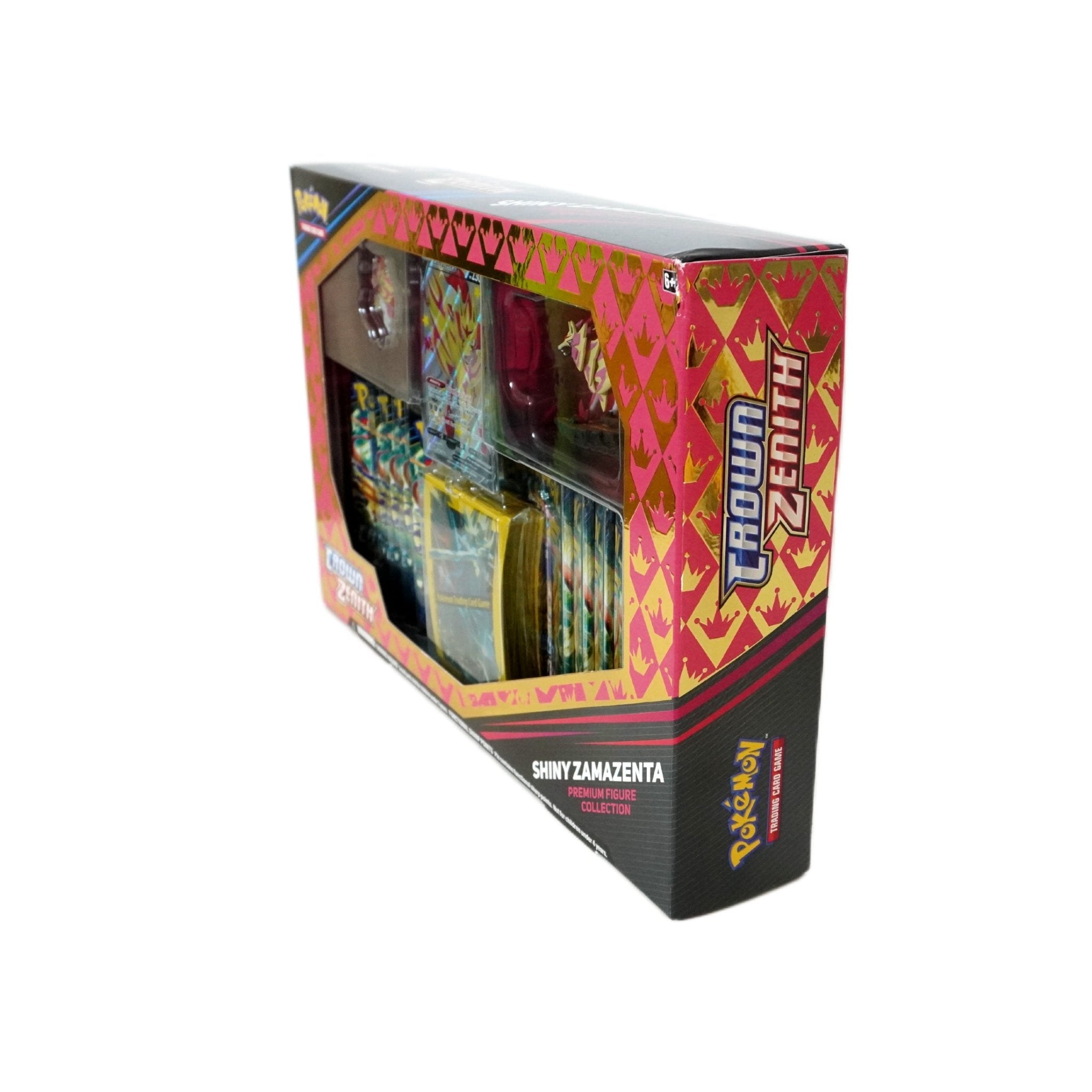 Pokémon Crown Zenith Premium Figure Collection Shiny Zamazenta rechte Seitenansicht – Premium Collectors Box mit Figur, Promo und Boostern