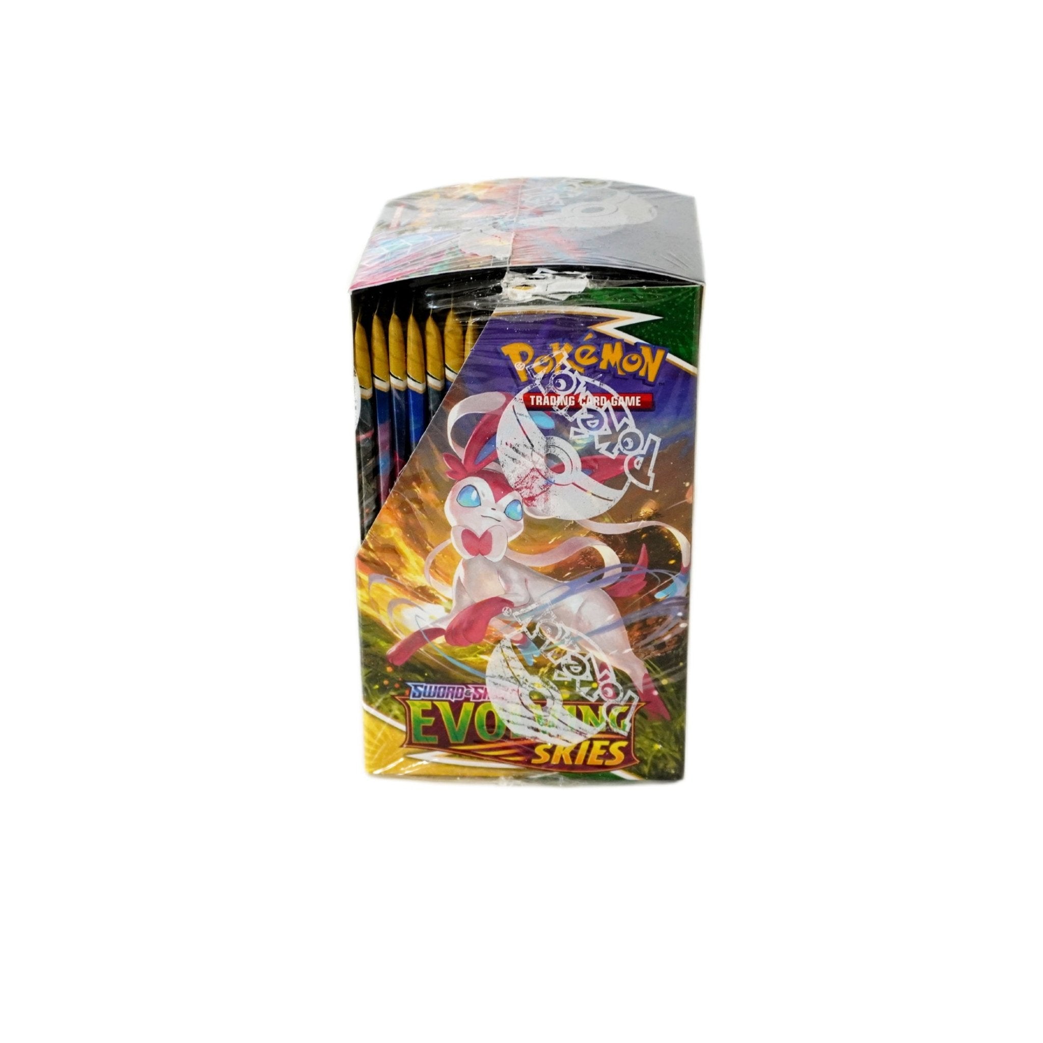 Pokémon Evolving Skies 18er Display rechte Seitenansicht – englisches Pokémon TCG Produkt mit Eeveelutions, Moonbreon und Alternate Art Sammelkarten kaufen bei Habibicards