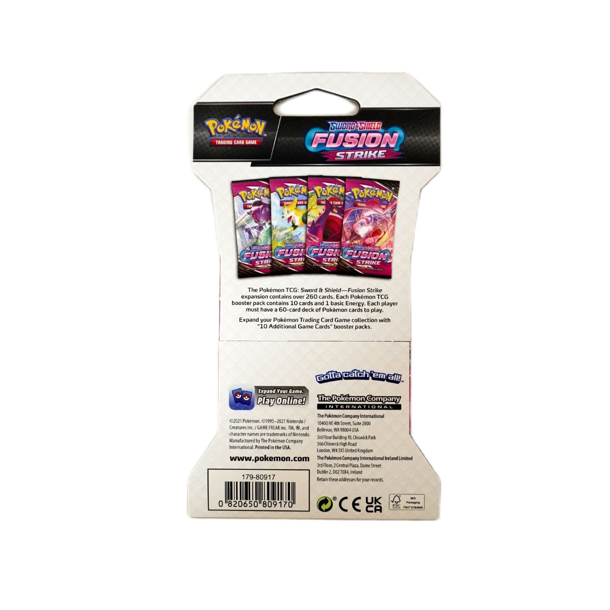 Pokémon Fusion Strike Sleeve Booster linke Seitenansicht – englisches Pokémon TCG Boosterpack mit exklusiven Sammelkarten, Psycho-Pokémon und Collectors Highlights kaufen bei Habibicards