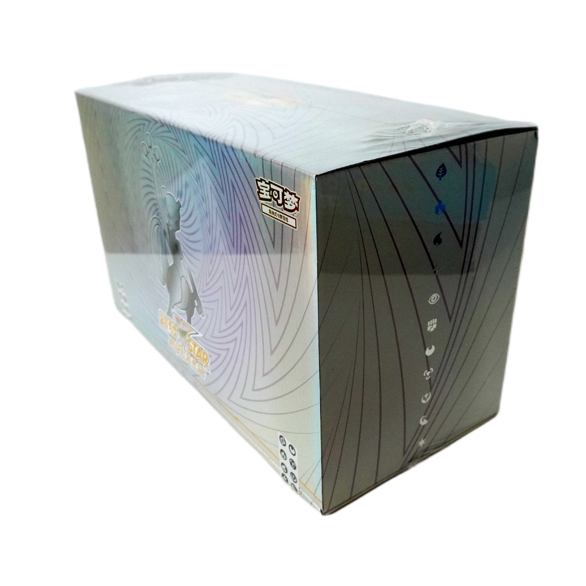 Pokémon Mewtwo VSTAR Box linke Seite – chinesische Pokémon Box mit exklusivem Mewtu Artwork und Sammlerwert kaufen bei Habibicards