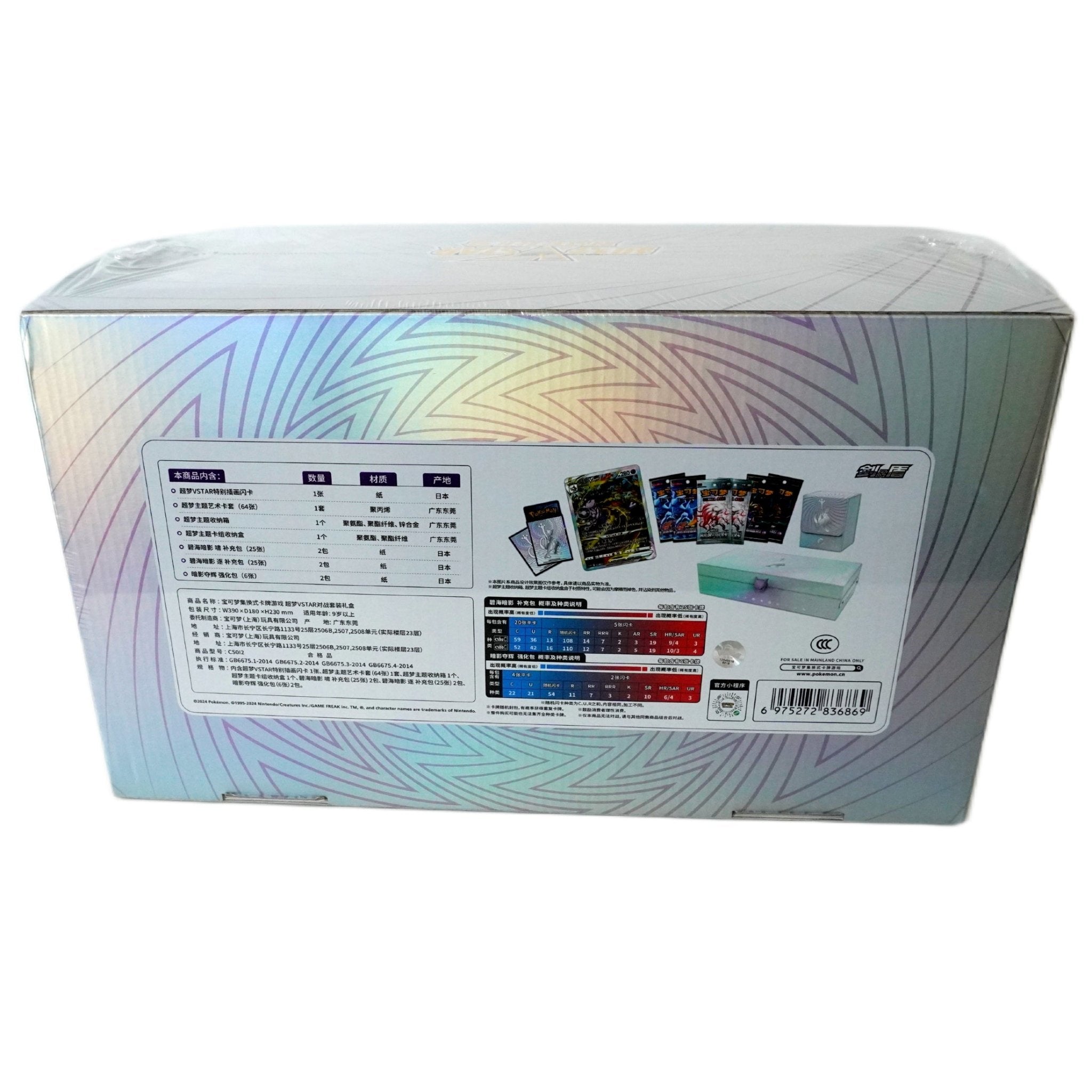 Pokémon Mewtwo VSTAR Box rechte Seite – chinesische Pokémon Sammelbox mit Mewtu VSTAR Design kaufen bei Habibicards