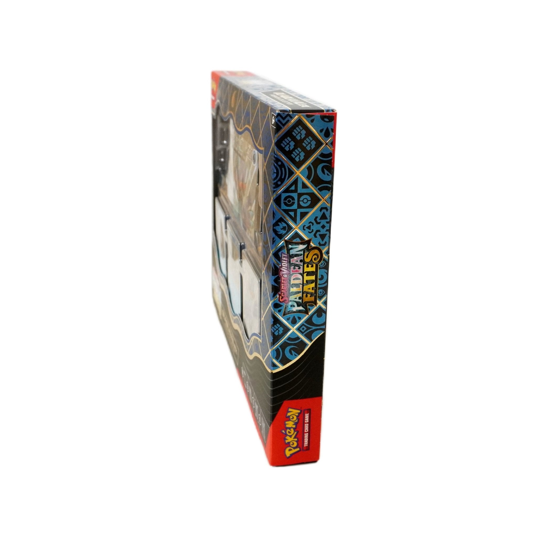 Pokémon Paldean Fates Collection rechte Seitenansicht – Premium Pokémon TCG Produkt mit zufälligem Artwork, Promokarten und Shiny Pokémon kaufen bei Habibicards