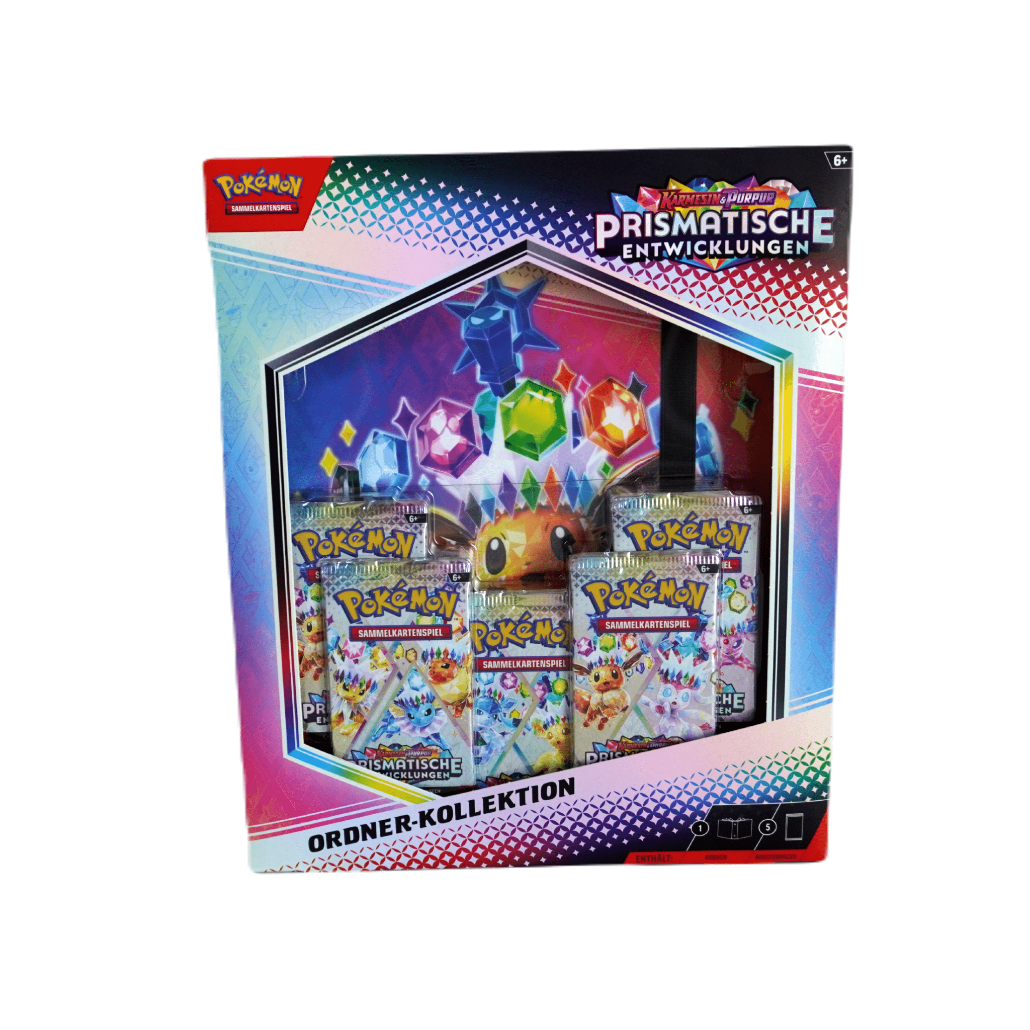 Pokémon Prismatische Entwicklungen – Ordner Kollektion (DE) – Evoli - Design, 5 Booster & hochwertiger Sammelordner – bei Habibicards kaufen