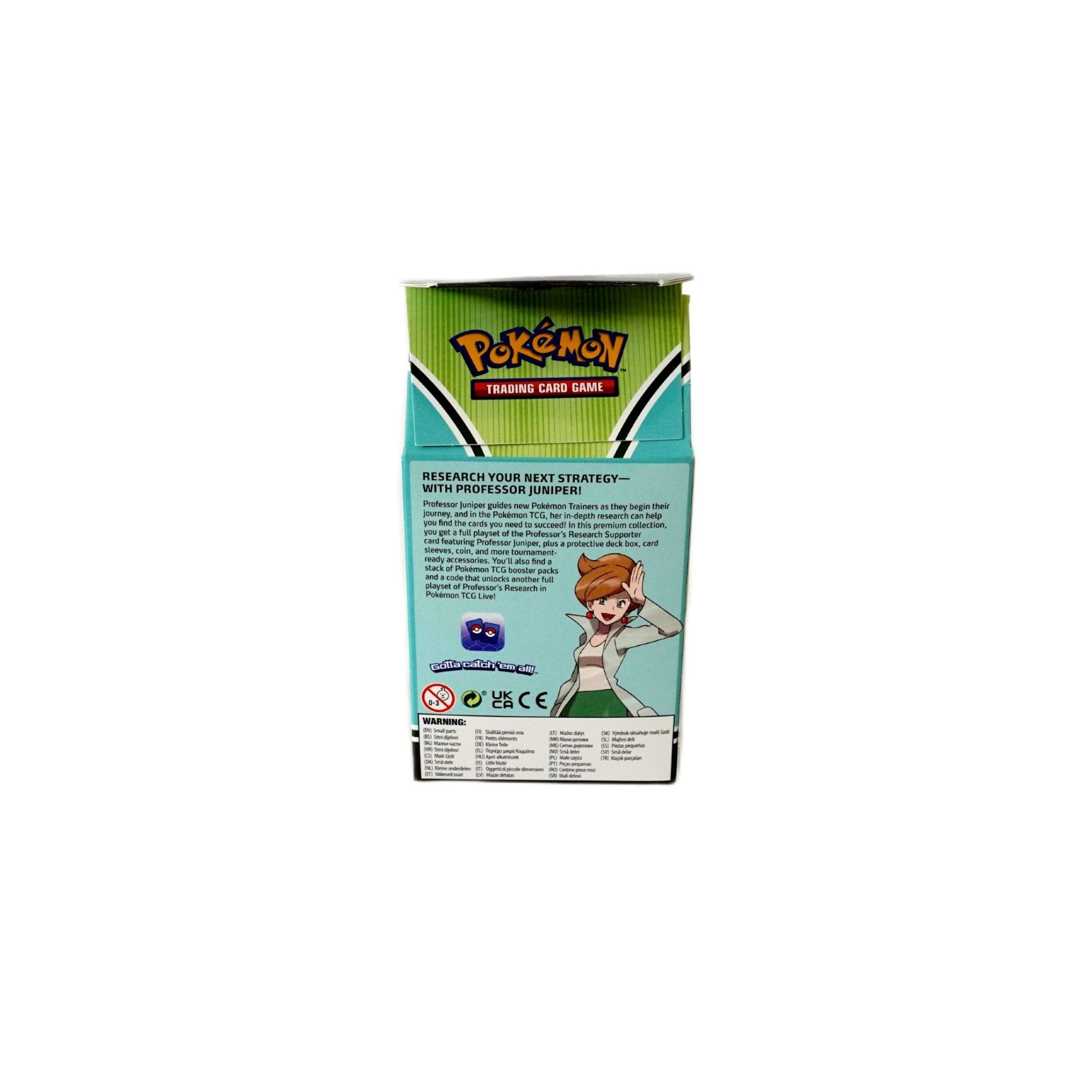 Pokémon Professor Juniper Premium Tournament Collection linke Seitenansicht – exklusives englisches TCG Set mit Promo-Karten, Zubehör und Sammelkarten kaufen bei Habibicards