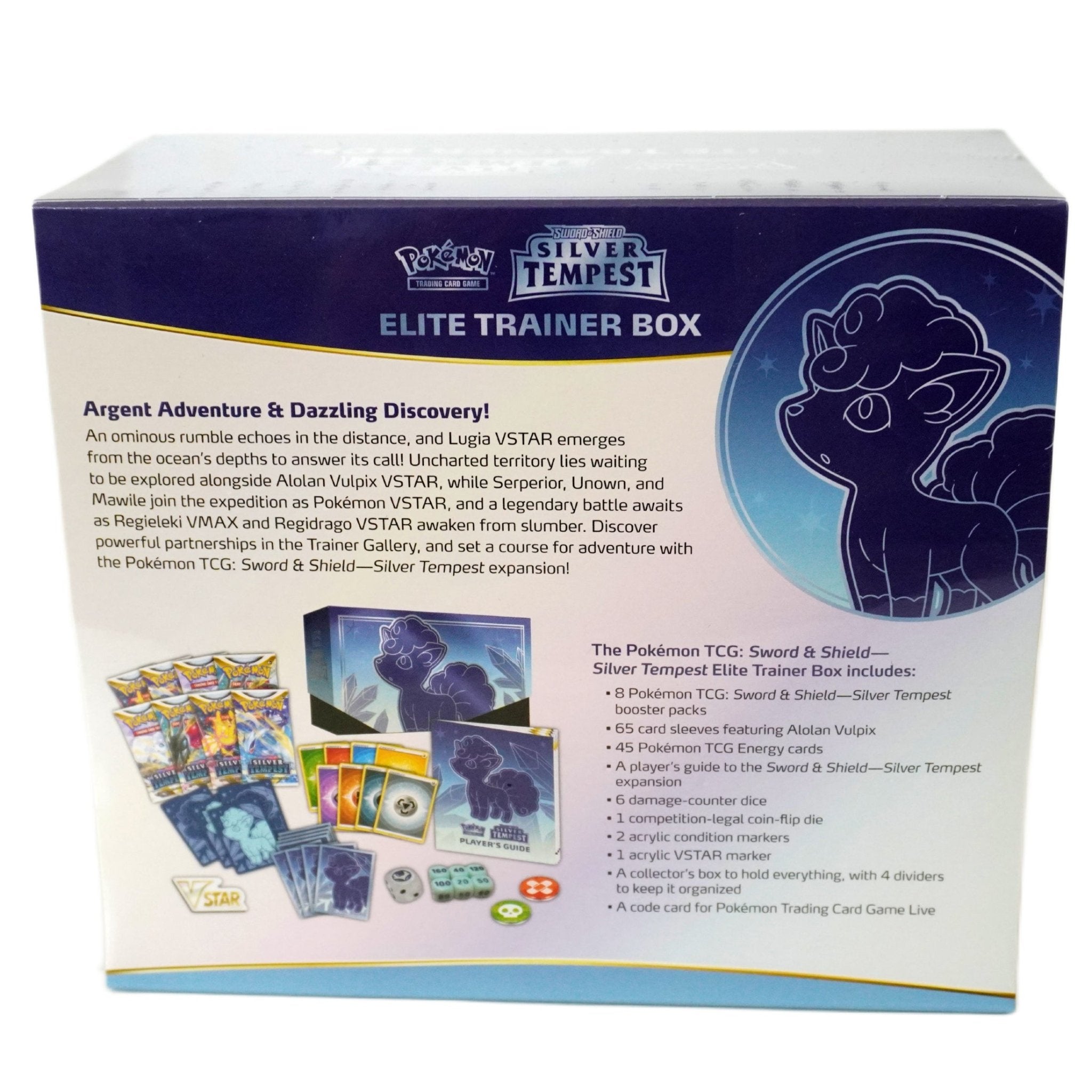Pokémon Silver Tempest Elite Trainer Box rechte Seite – exklusive englische Pokémon ETB mit Lugia Artwork, Boostern, Sleeves und Sammelkarten kaufen bei Habibicards