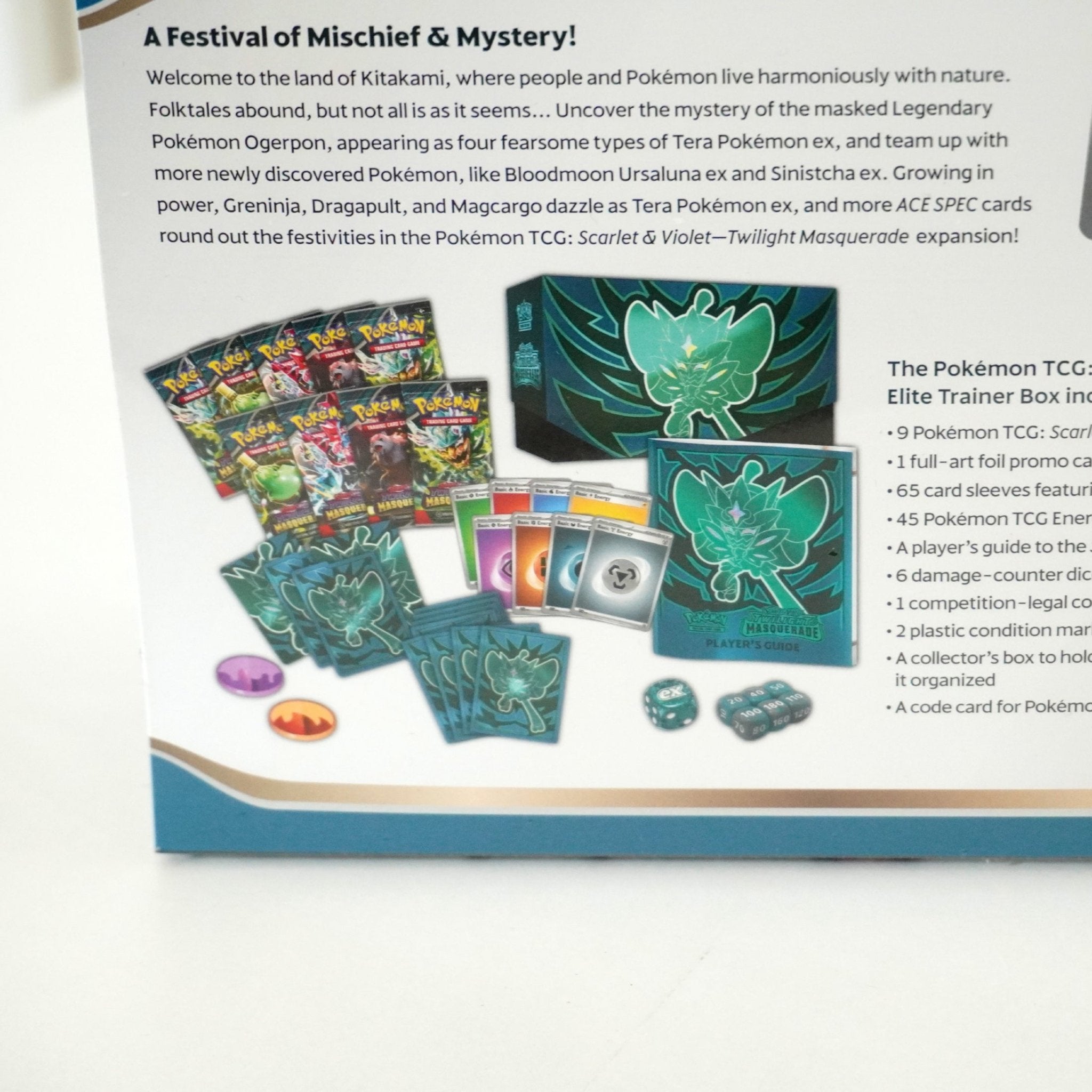 Pokémon Twilight Masquerade Elite Trainer Box Inhalt – englische Pokémon TCG ETB mit exklusiven Promokarten, Boosterpacks, Würfeln, Sleeves und Premium Zubehör kaufen bei Habibicards