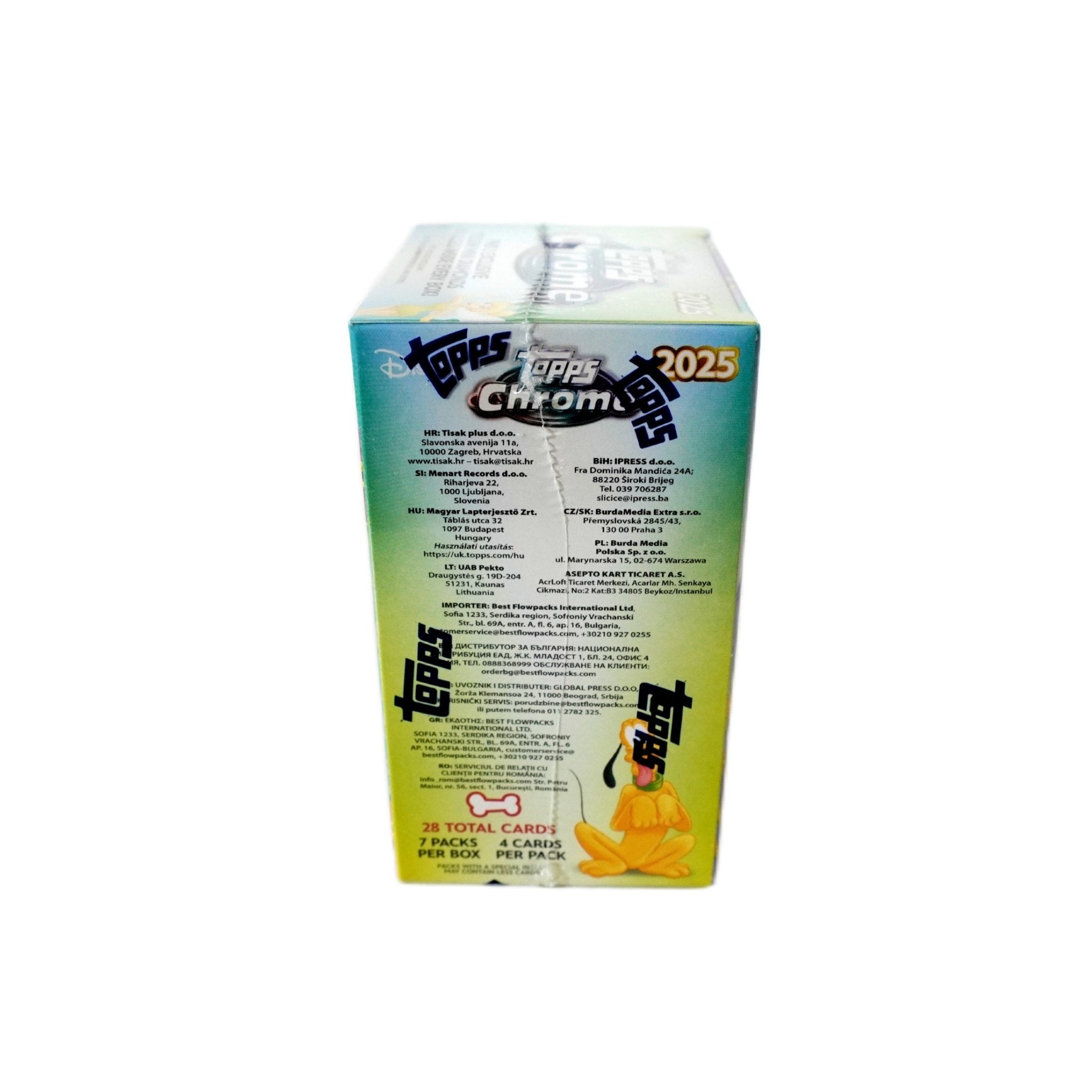 Rechte Seitenansicht 2025 Topps Chrome Disney Value Blaster Box – limitierte Trading Cards Box bei Habibicards