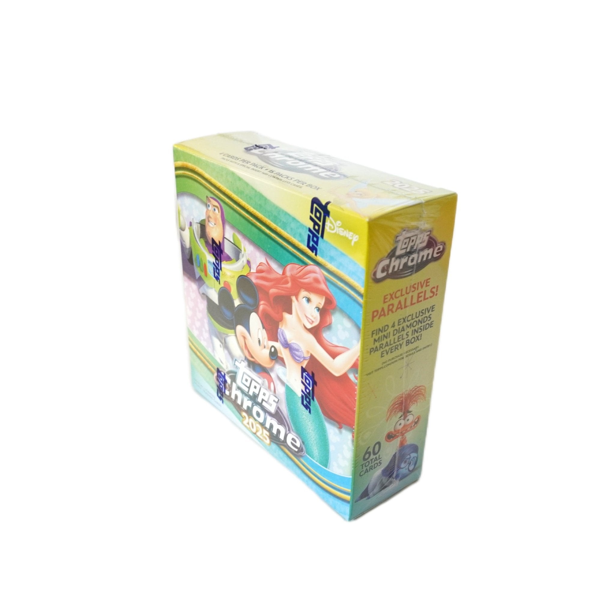 Seitenansicht der 2025 Topps Disney Chrome Mega Box – offizielle Trading Cards Sammelbox bei Habibicards