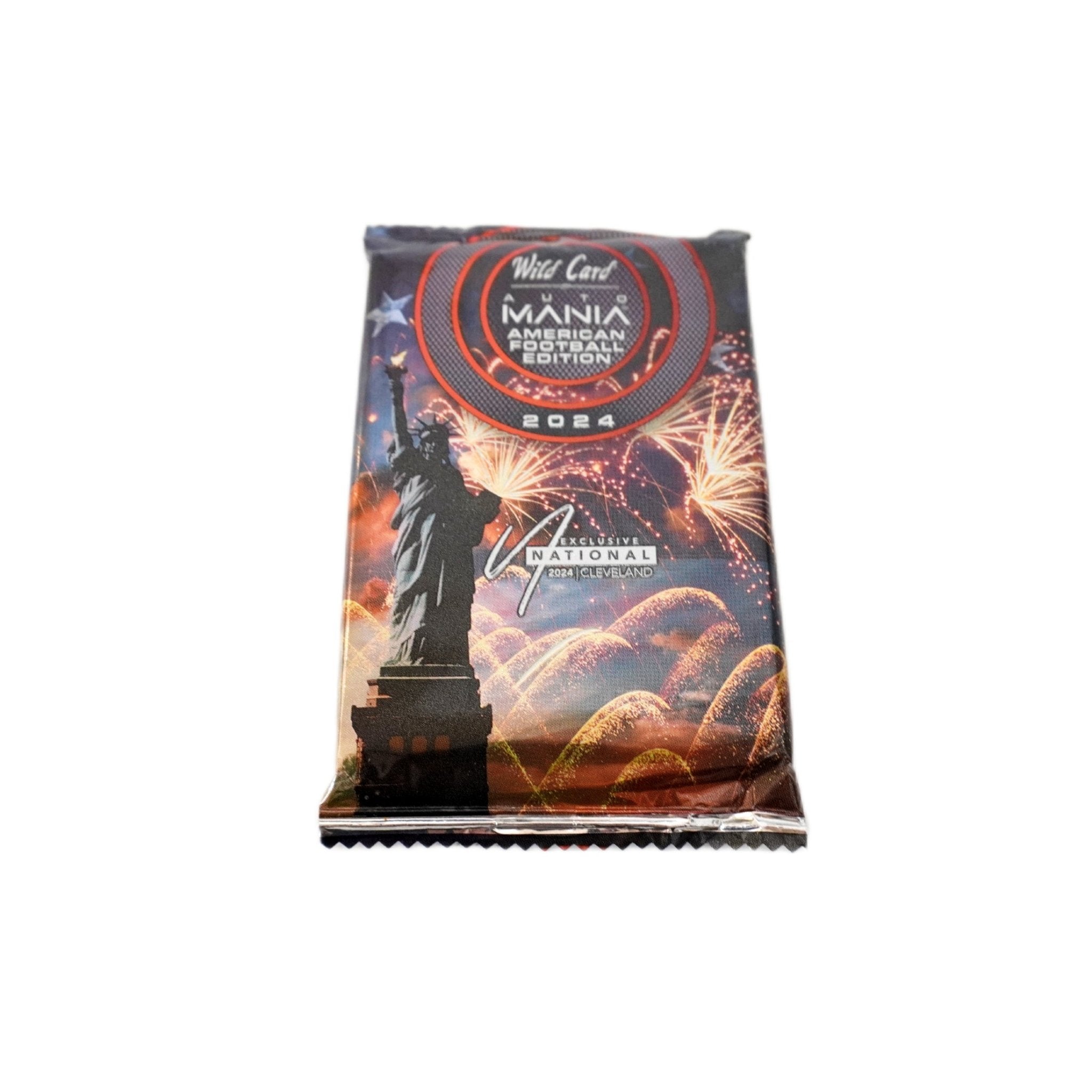 2024 Wild Card Auto Mania American Football Edition Exclusive National Cleveland Pack Rückseite – detaillierte Übersicht aller enthaltenen Football Sammelkarten, offizielles Wild Card Auto Mania Trading Cards Pack 2024 entdecken und online kaufen