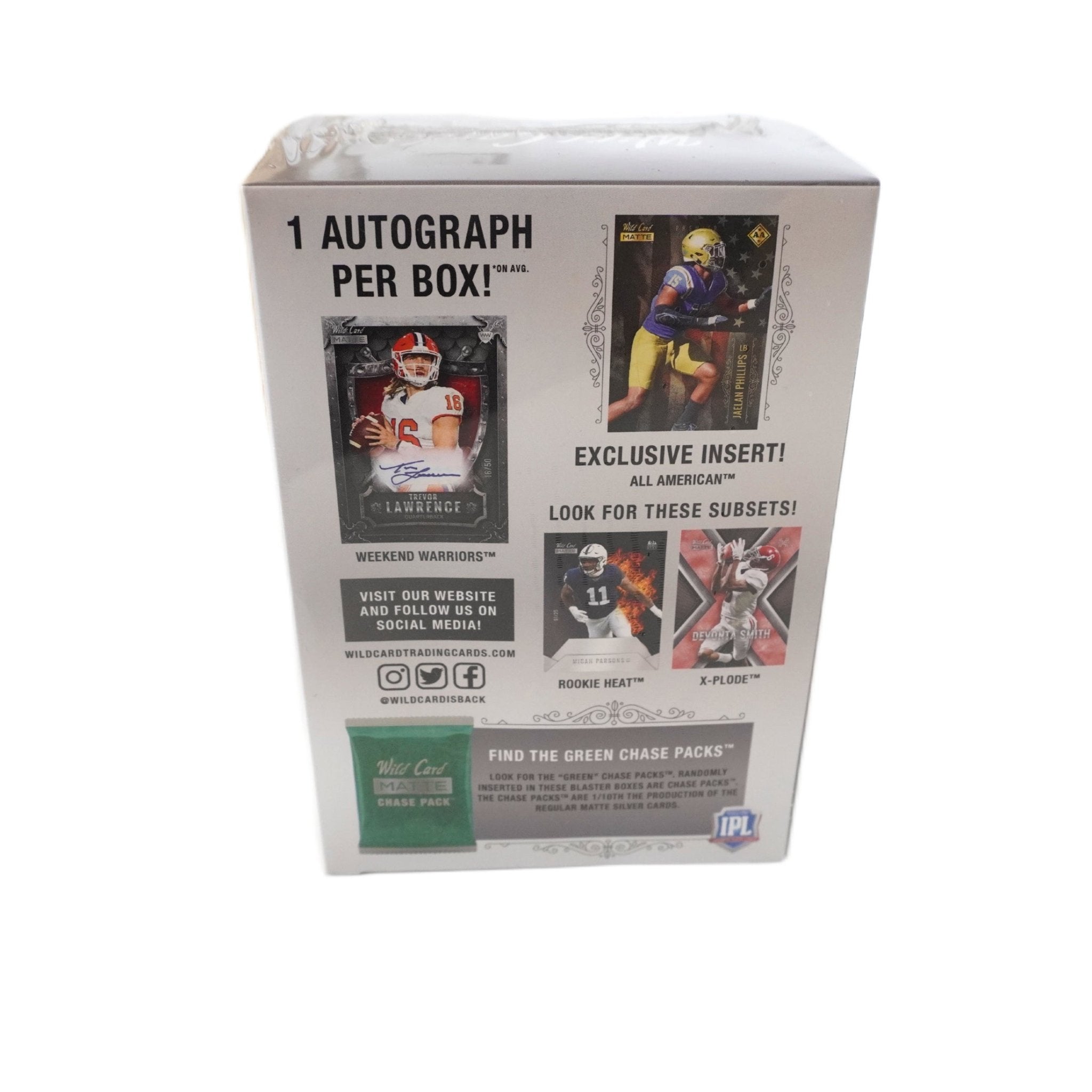 Wild Card Matte Silver Football Premium Blaster Box 2021 Seitenansicht links – originale Wild Card NFL Trading Cards Box mit Matte Silver Sammelkarten, offizielles TCG Blaster Display 2021 günstig online bestellen