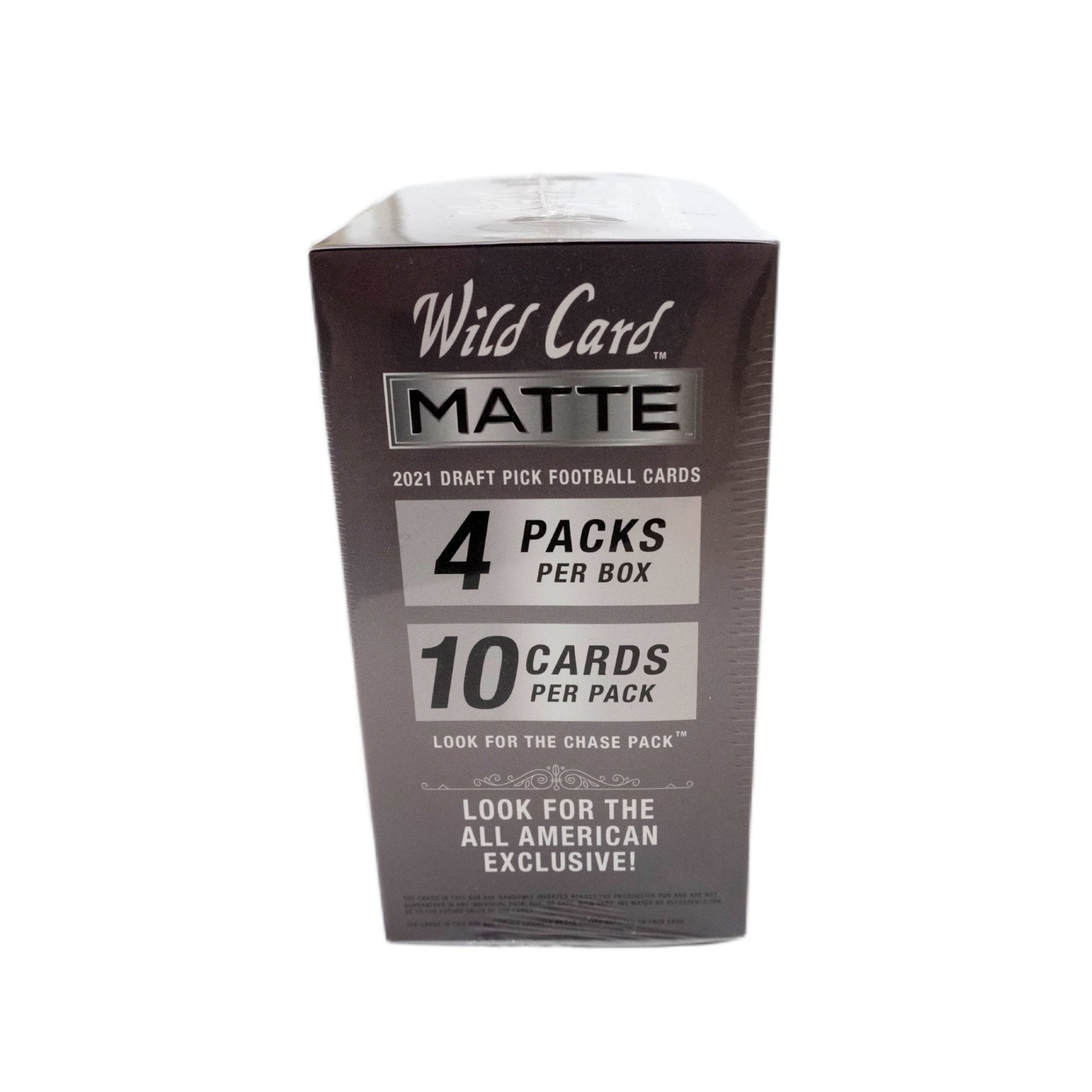 Wild Card Matte Silver Football Premium Blaster Box 2021 rechte Seite – originale Football Sammelkarten Box, offizielles Wild Card Matte Silver Trading Cards TCG Display 2021 online bestellen