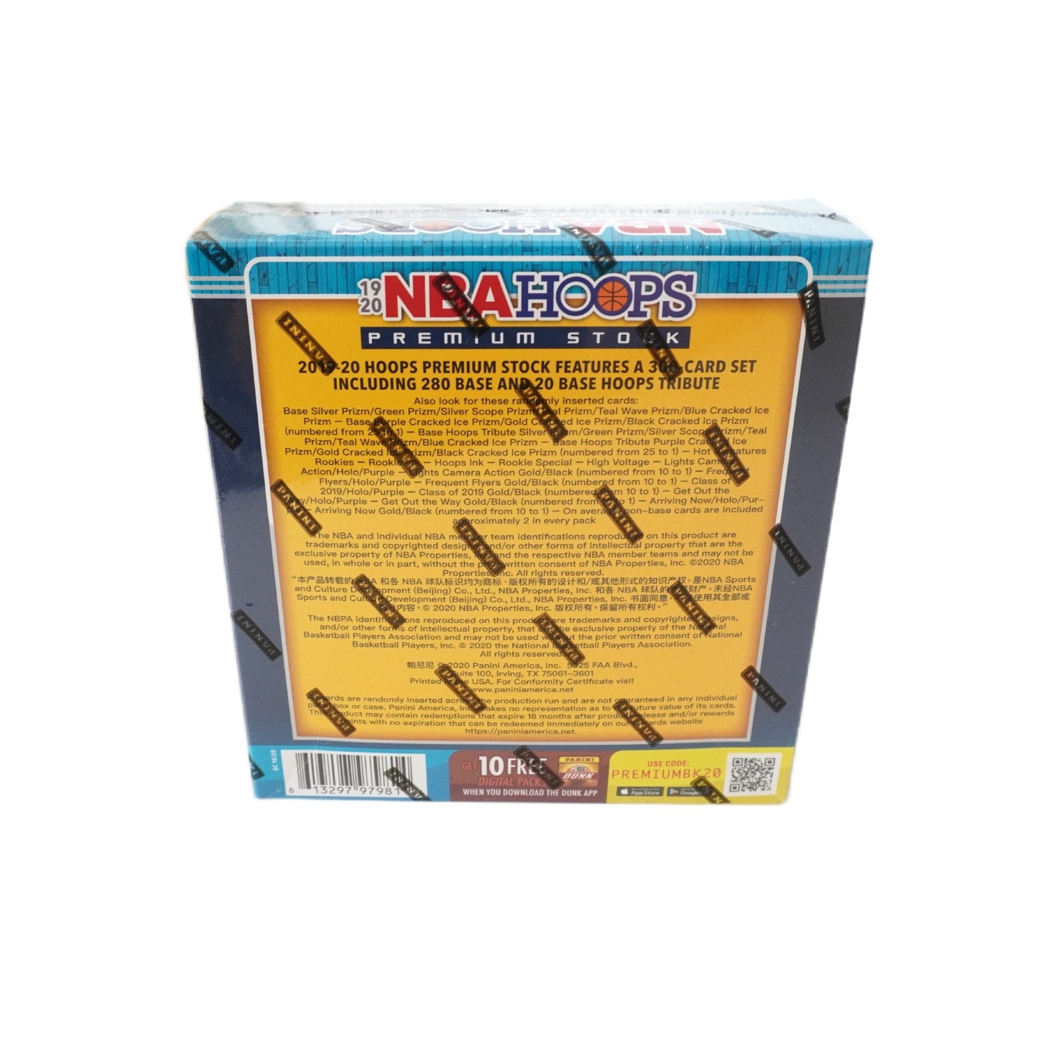 2019/20 Panini NBA Hoops Premium Stock Mega Box Blue Rückseite – Inhalt, Odds, NBA Trading Cards, Basketballkarten Mega Box kaufen bei Habibicards