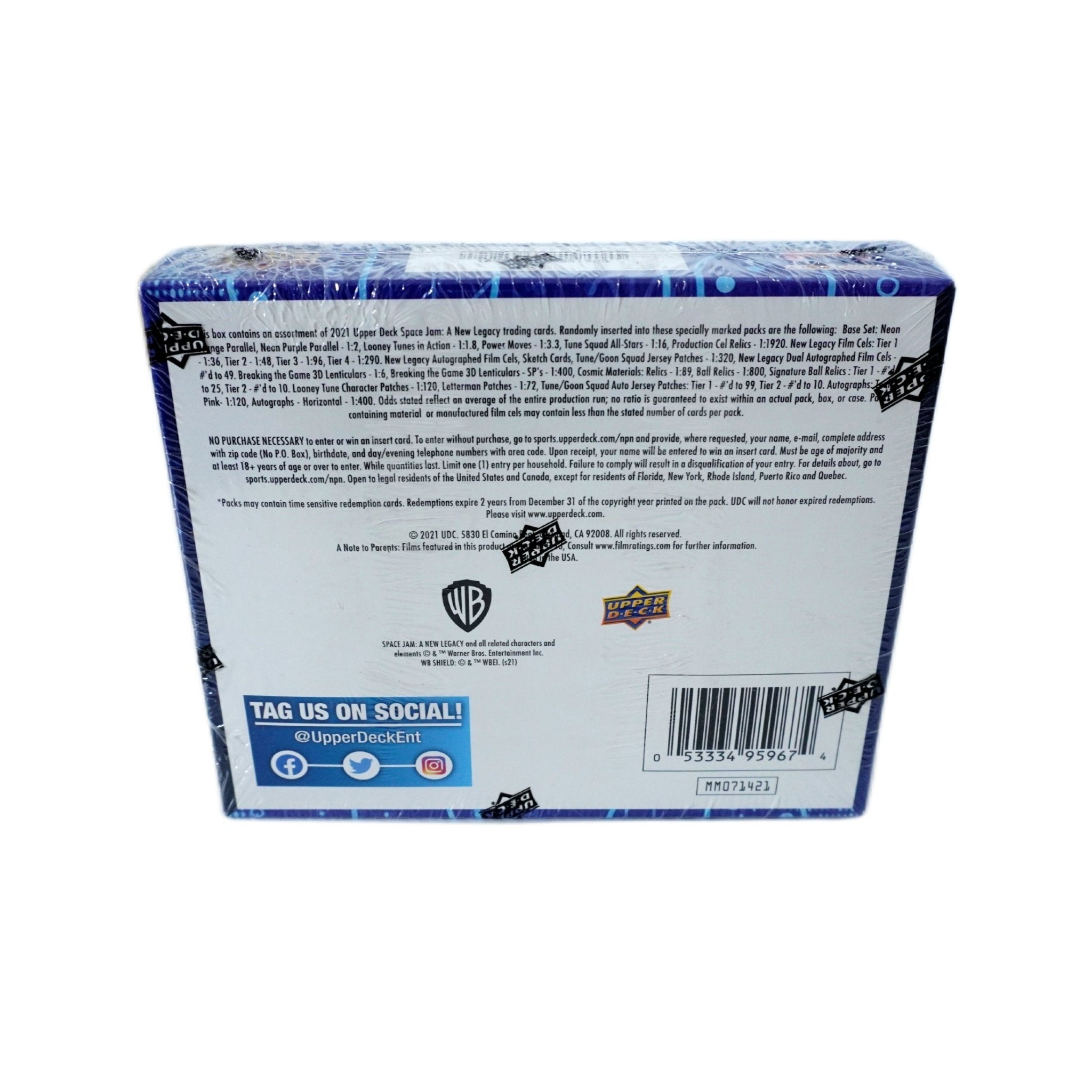 Space Jam A New Legacy Hobby Box 2021 Rückseite – Inhalt, Odds, Inserts, Upper Deck Basketballkarten mit LeBron James und Looney Tunes kaufen bei Habibicards