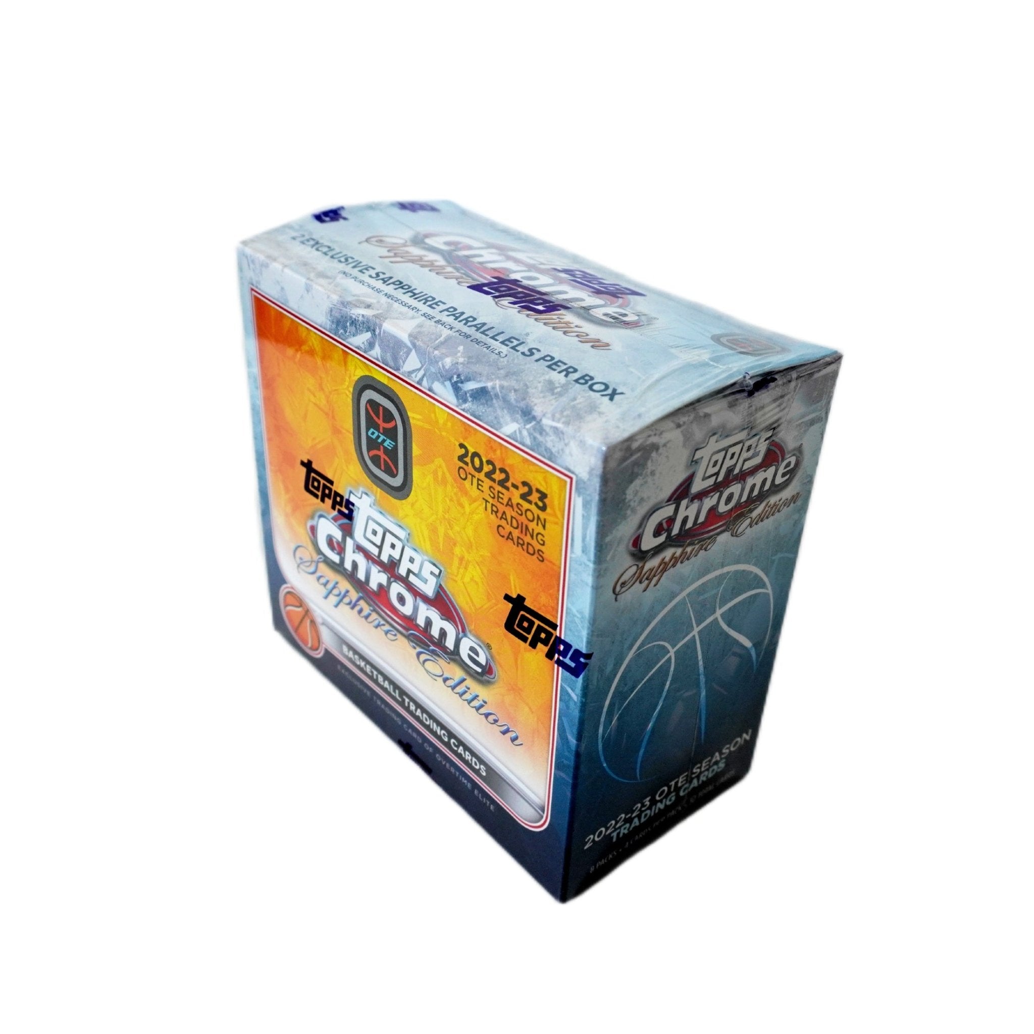 Topps Chrome Overtime Elite Basketball Sapphire Edition Box 2022/23 Rückseite – Inhalt, Odds, Sapphire Parallels, Rookie Cards, Prospects, Autogramme, Basketballkarten kaufen bei Habibicards