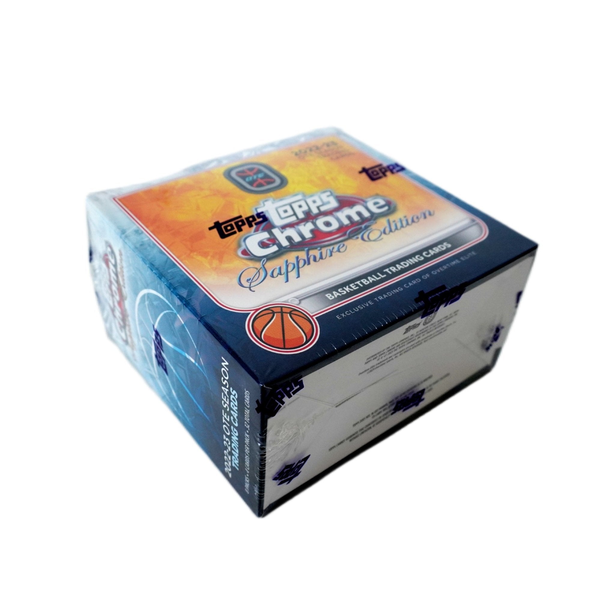 Topps Chrome Overtime Elite Basketball Sapphire Edition Box 2022/23 Seitenansicht – Basketballkarten kaufen, Sapphire Parallels, Rookie Cards und exklusive OTE Trading Cards bei Habibicards