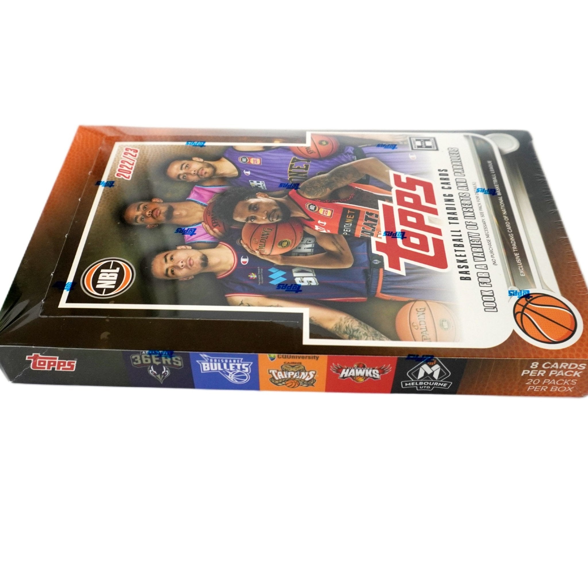 Topps NBL Basketball Hobby Box 2022/23 linke Seite – offizielle Topps Trading Cards, NBL Basketballkarten, Hobby Box für Sammler kaufen bei Habibicards