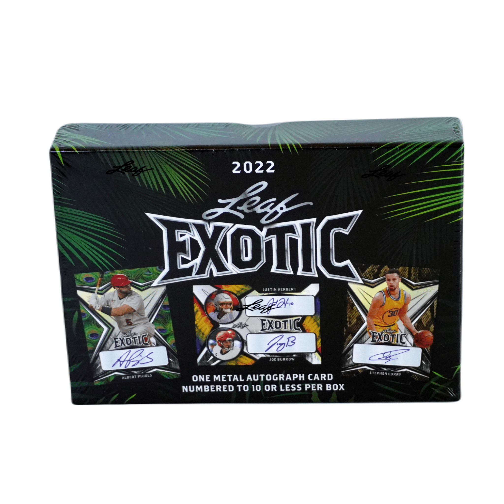 Leaf Exotic Multi Sport Hobby Box 2022 Vorderseite – Trading Cards kaufen, Autogrammkarten aus Basketball, Football, Baseball und Soccer, seltene Inserts und Parallels bei Habibicards