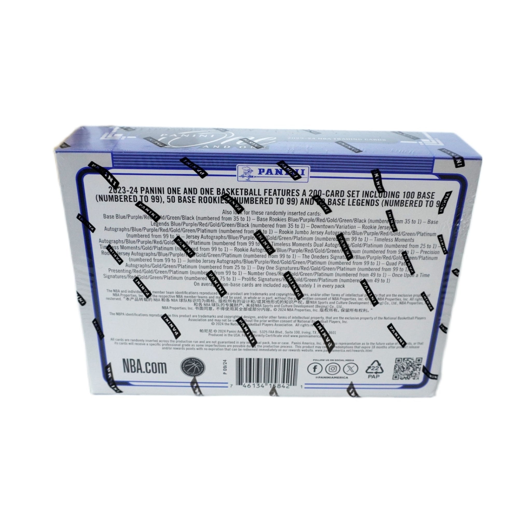 Panini One and One Basketball Hobby Box 2023/24 Rückseite – Inhalt, Odds, Autogramme, Rookie Cards, Patch Cards, NBA Trading Cards kaufen bei Habibicards