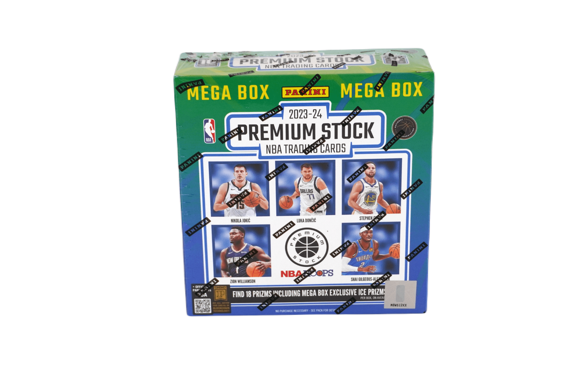 Panini Premium Stock NBA Mega Box 2023/24 Vorderseite – Basketballkarten kaufen, NBA Trading Cards, Panini Mega Box für Sammler und Rookie Cards bei Habibicards