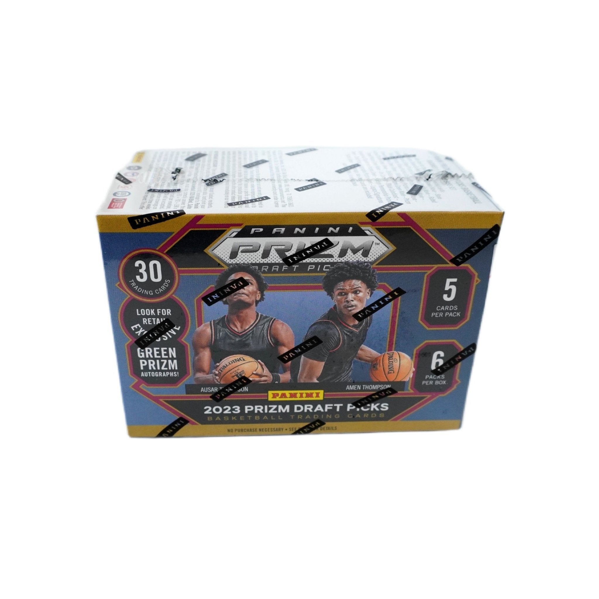 Panini Prizm Draft Picks Basketball Hobby Blaster 2023/24 Seitenansicht – Panini Trading Cards, Draft Picks Basketballkarten, Hobby Blaster mit Green Wave Parallels kaufen bei Habibicards