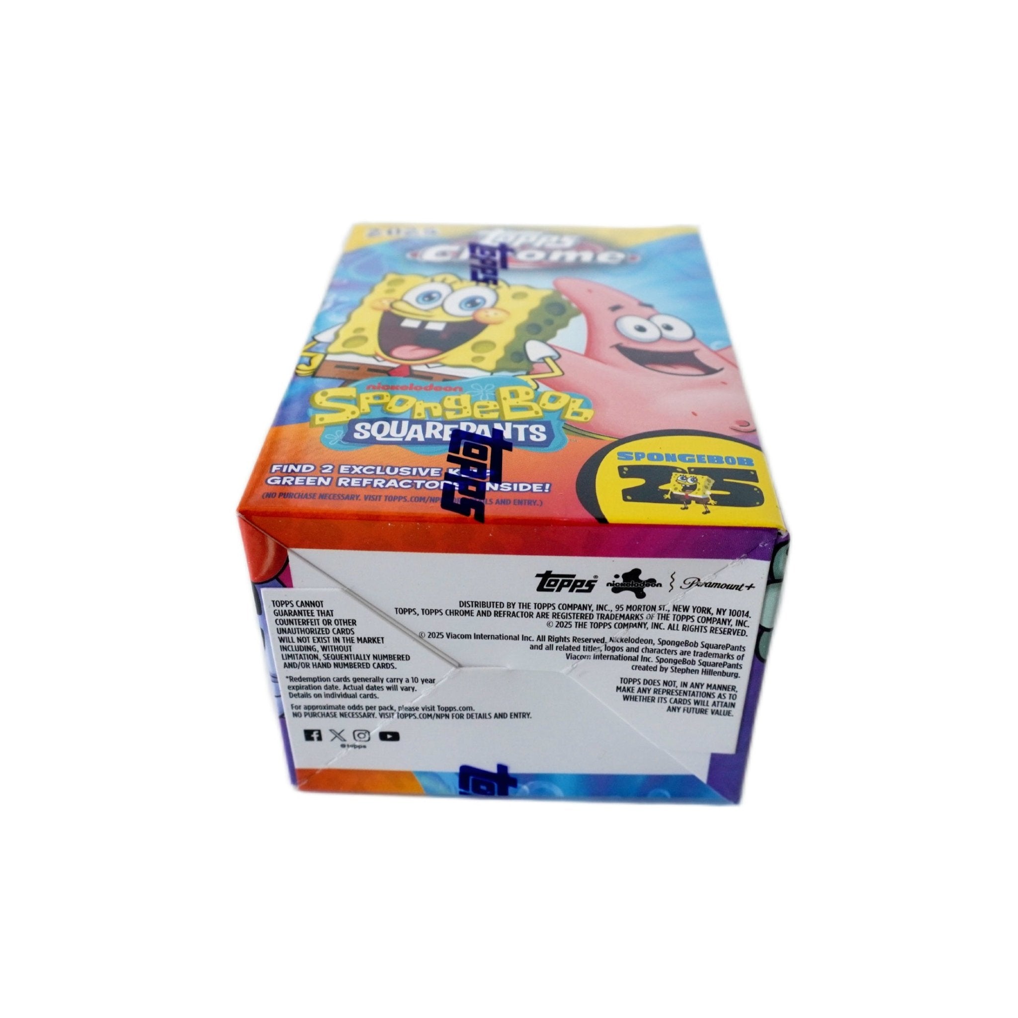 Linke Seitenansicht 2025 Topps Chrome SpongeBob 25th Anniversary Value Box – SpongeBob Trading Card Box von Topps bei Habibicards
