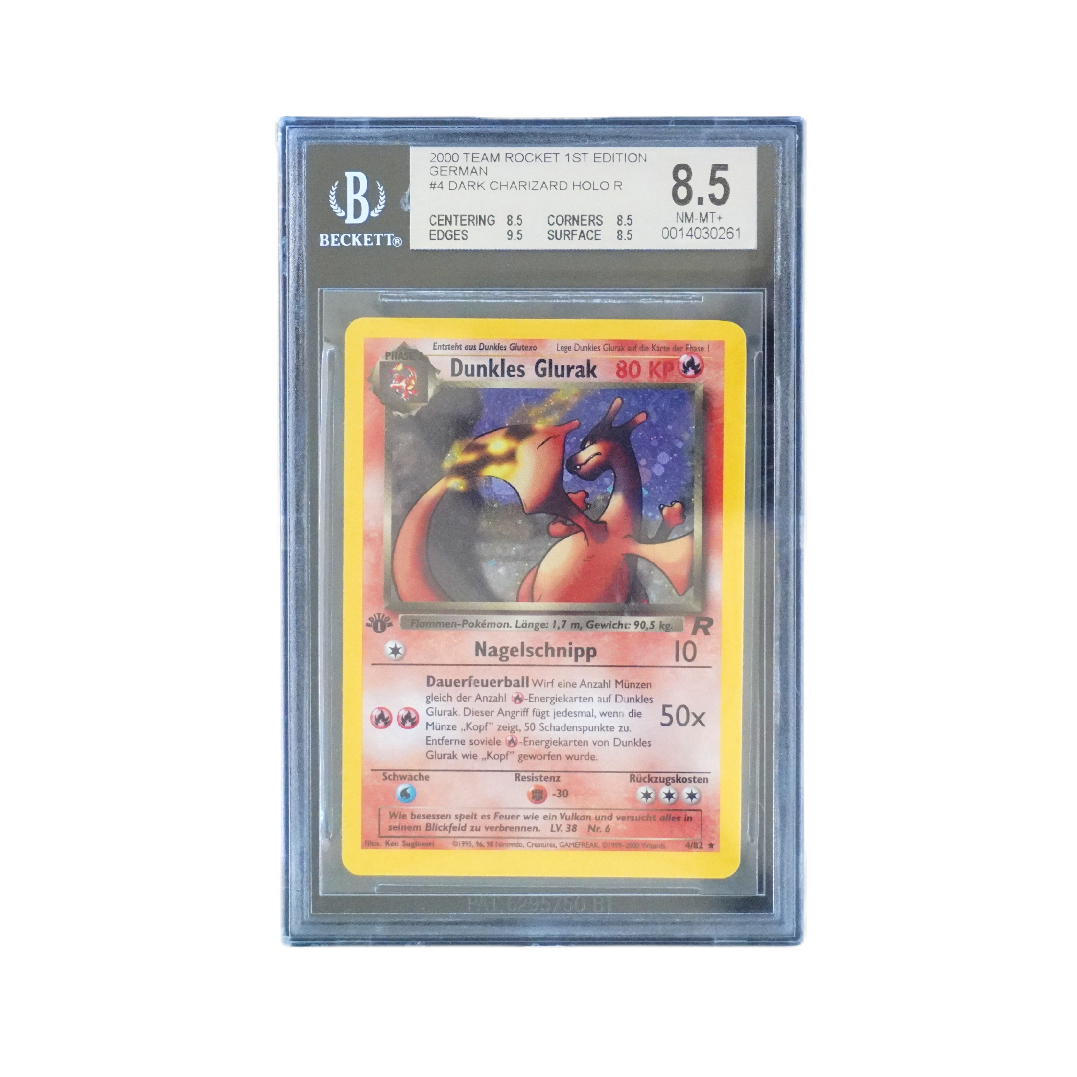 Dunkles Glurak Holo Team Rocket First Edition 2000 Beckett 8.5