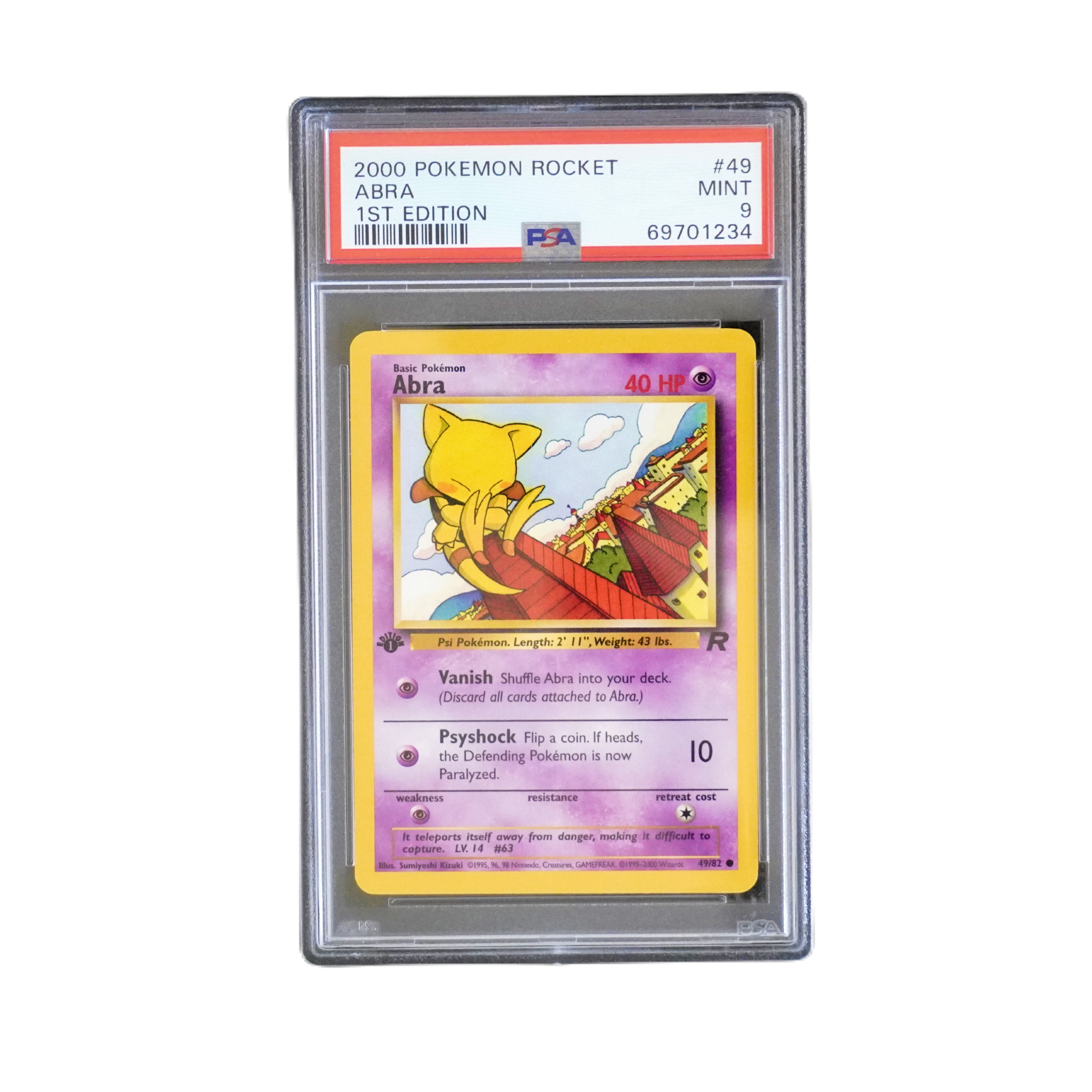 Abra 1st Edition Rocket 2000 PSA9