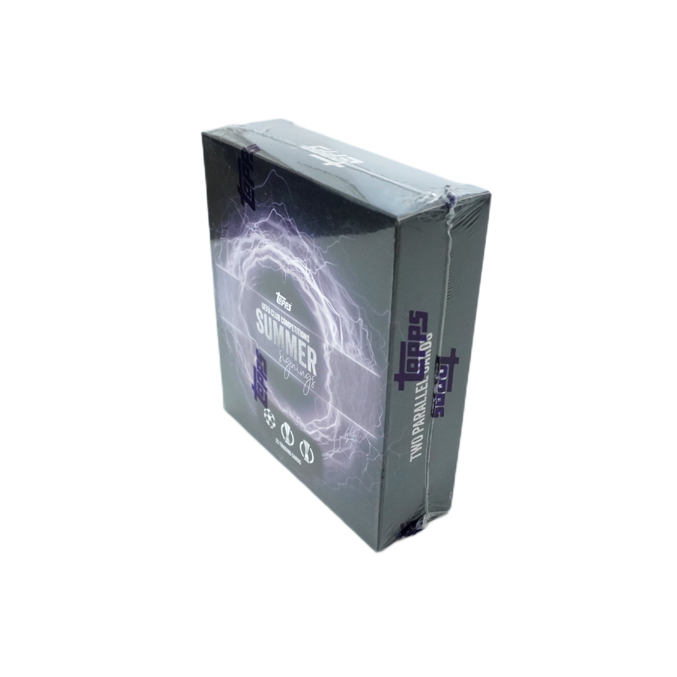 Topps UEFA Club Competitions Impact 2023 rechte Seite – exklusive Detailaufnahme der Sammelbox, offizielles Fußball-Trading-Card Produkt mit Sammlerwert und Autogrammchance