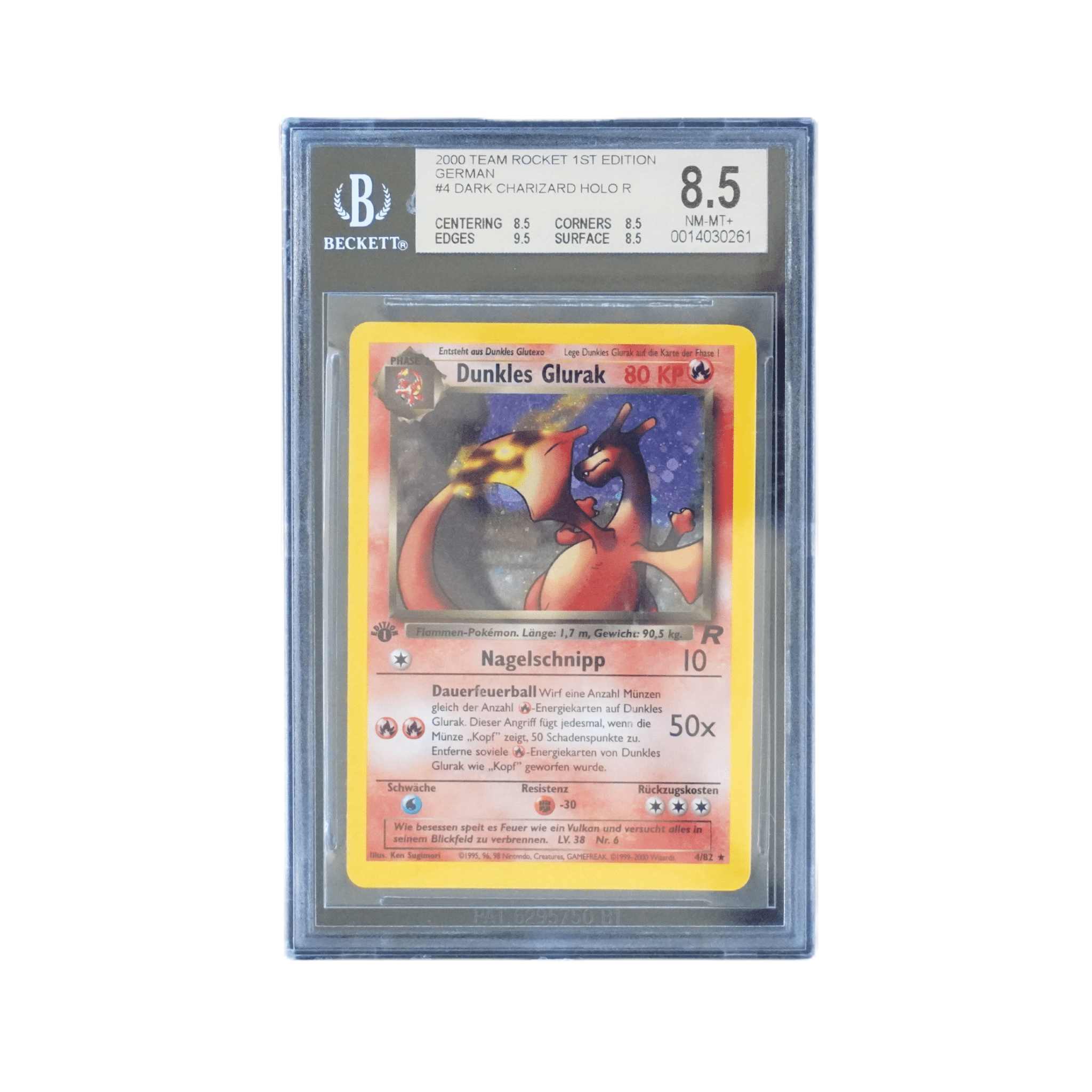 Dunkles Glurak Holo Team Rocket First Edition 2000 Beckett 8.5 – bei Habibicards kaufen