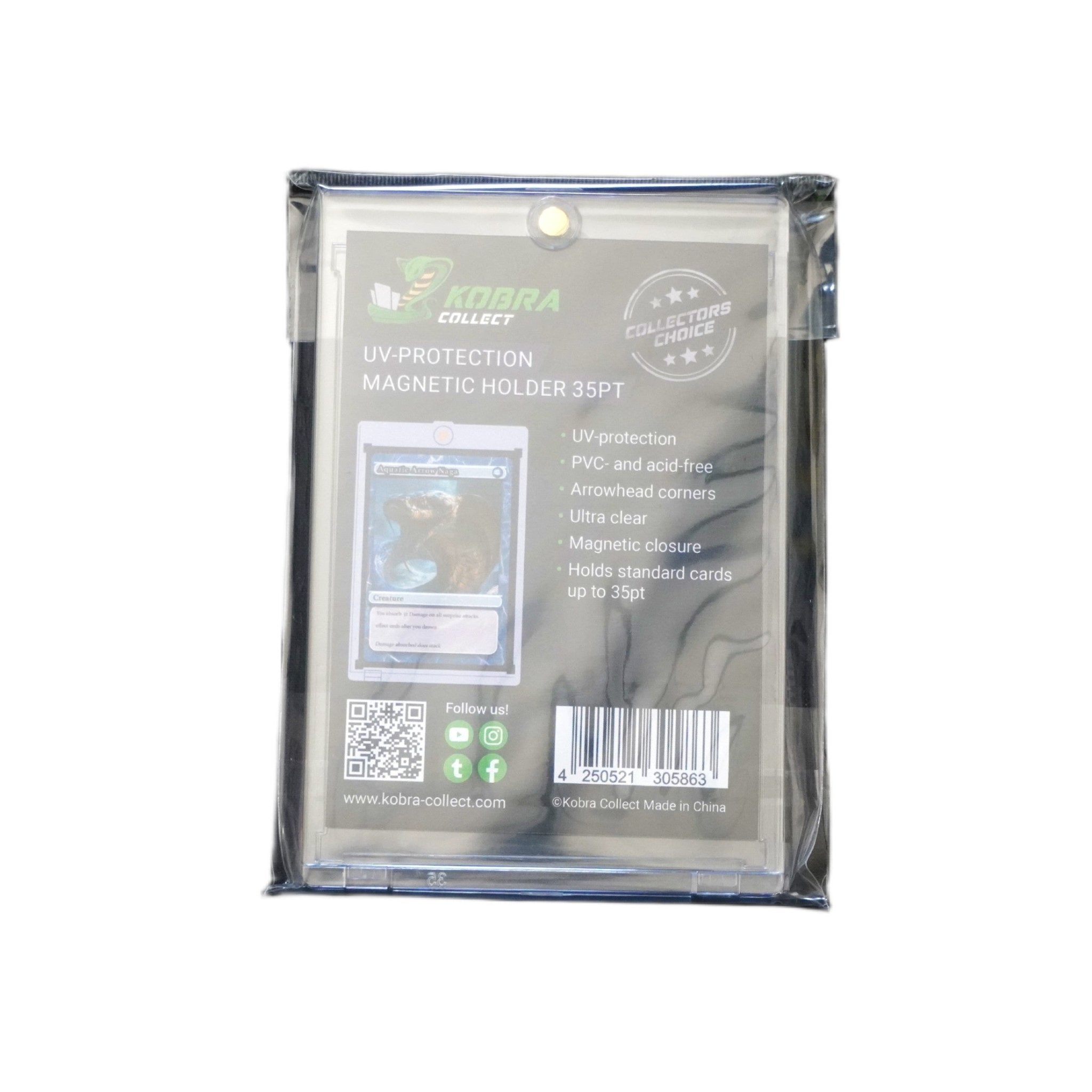 Kobra Collect Acryl Magnetic Holder 35pt Seitenansicht – hochwertiger 1 Karten Acrylhalter mit UV-Protect und Magnetverschluss, geeignet für Pokémon, Yu-Gi-Oh!, One Piece und NBA Trading Cards kaufen bei Habibicards