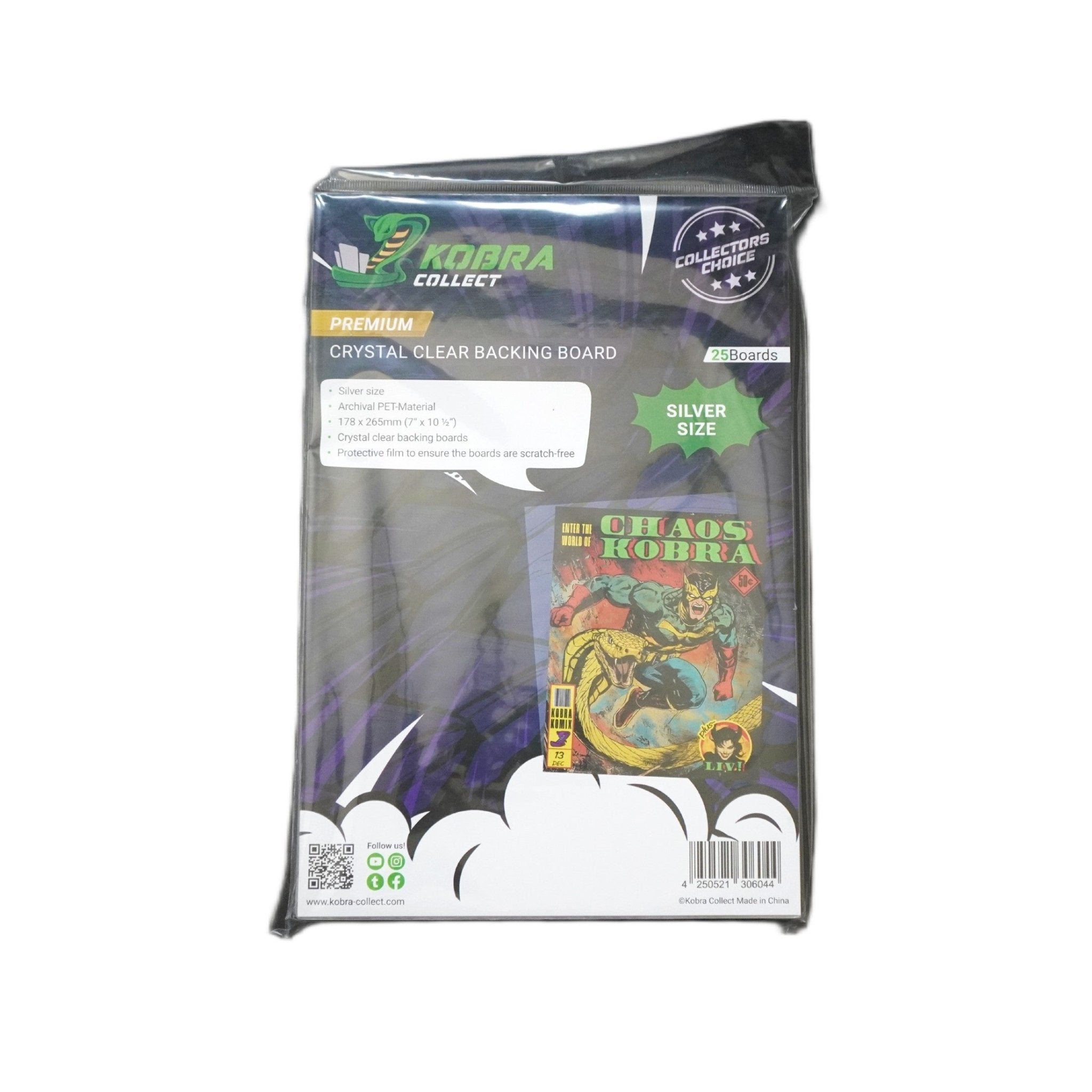 Kobra Collect Comic Book Backing Board Silver Size 25 Stück Seitenansicht – hochwertige Backing Boards für Comics, Silver Size Format für Marvel, DC und andere Comics, Zubehör zum Sammeln kaufen bei Habibicards